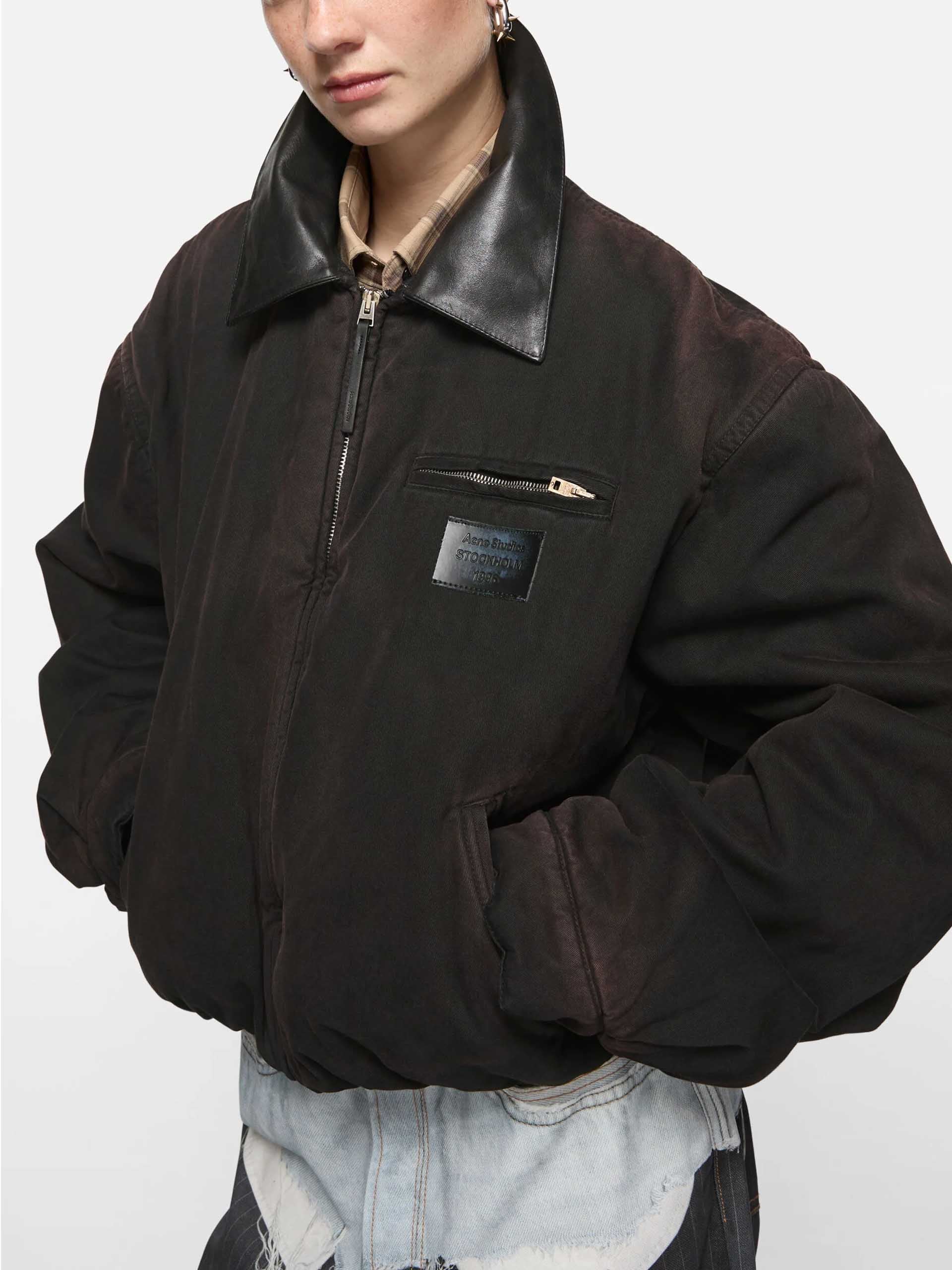 ACNE STUDIOS - Bomber jacket with leather collar for women – NEW
