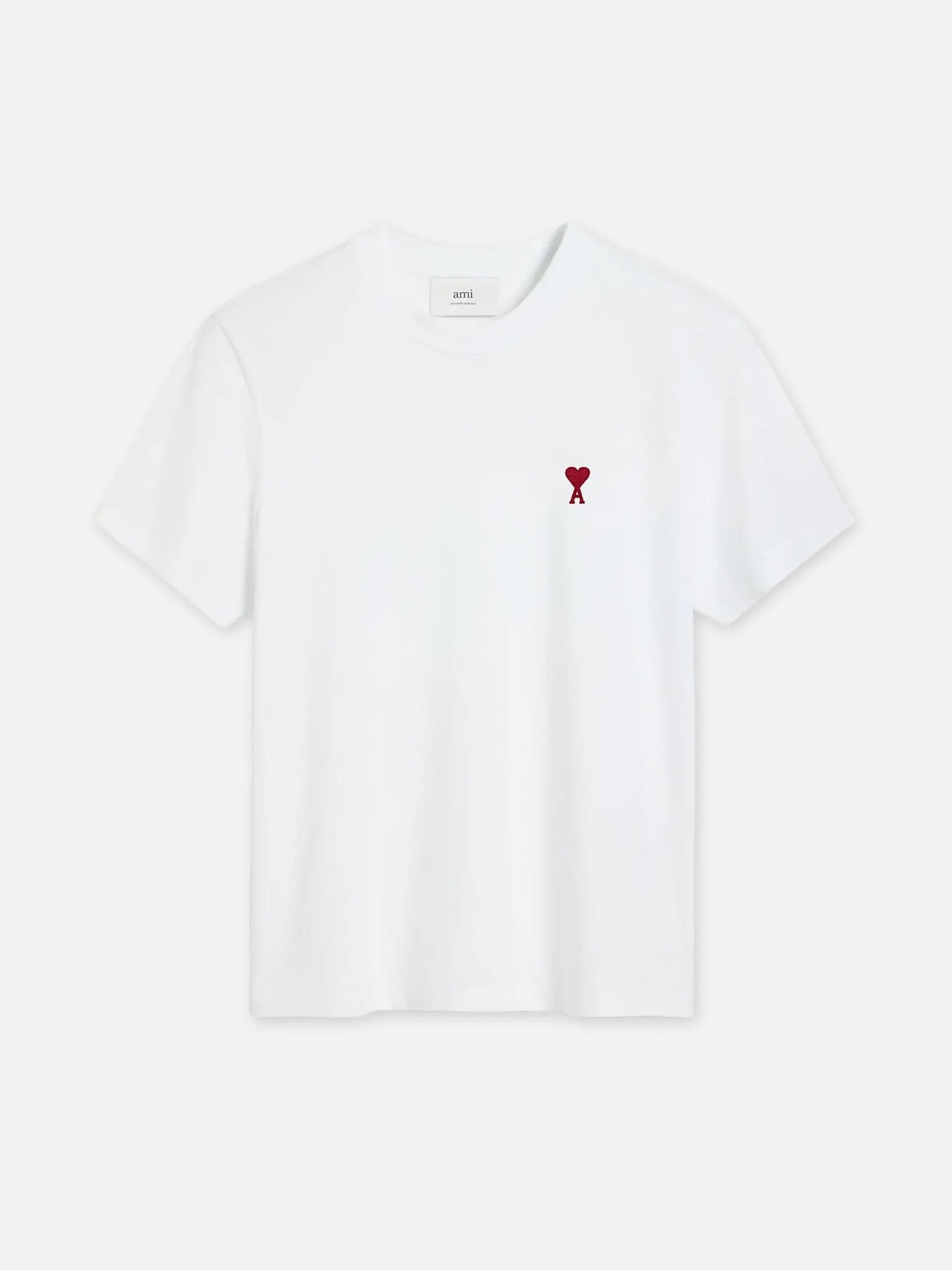 AMI PARIS - T-Shirt mit rotem Ami De Coeur Logo in Weiß - White