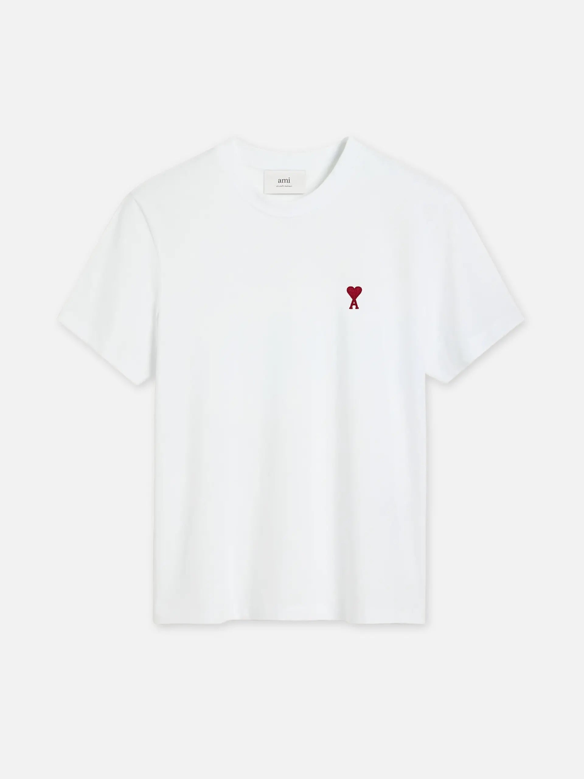 AMI PARIS - T-Shirt mit rotem Ami De Coeur Logo in Weiß - White