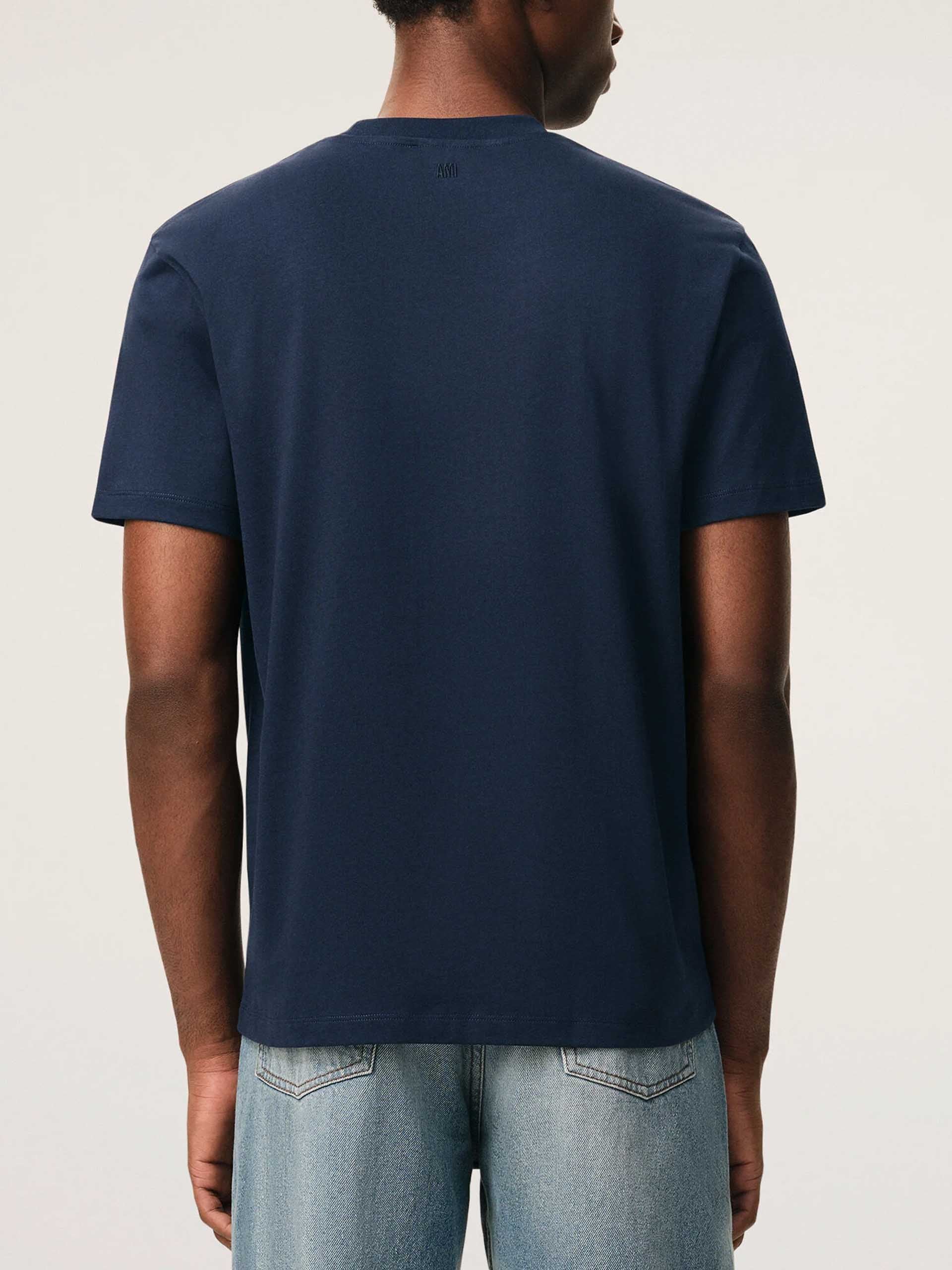 AMI PARIS - T-Shirt mit rotem Ami De Coeur Logo in Dunkelblau - Dark blue