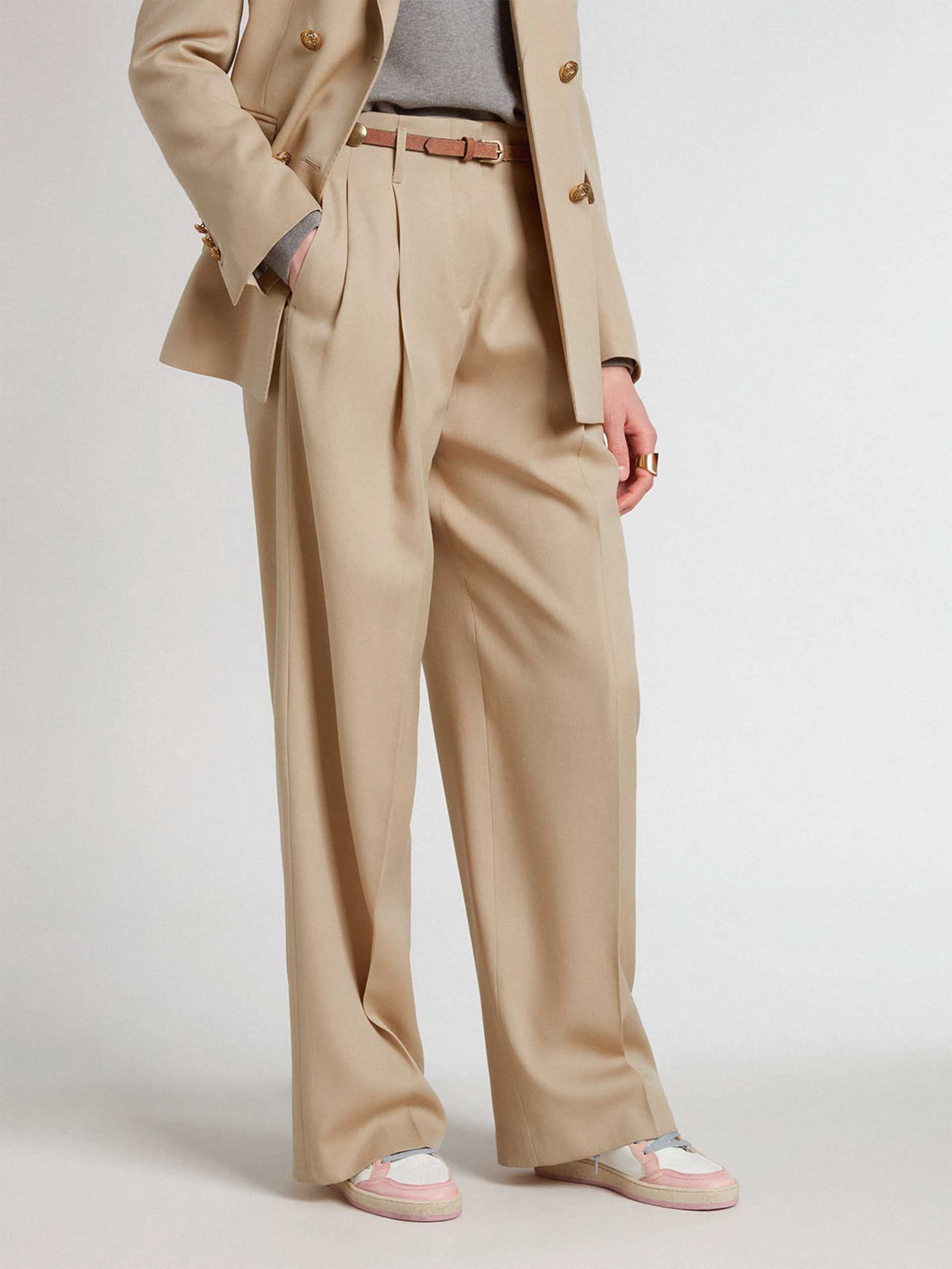 GOLDEN GOOSE - Wide-Leg Hose aus Wollgabardine für Damen
