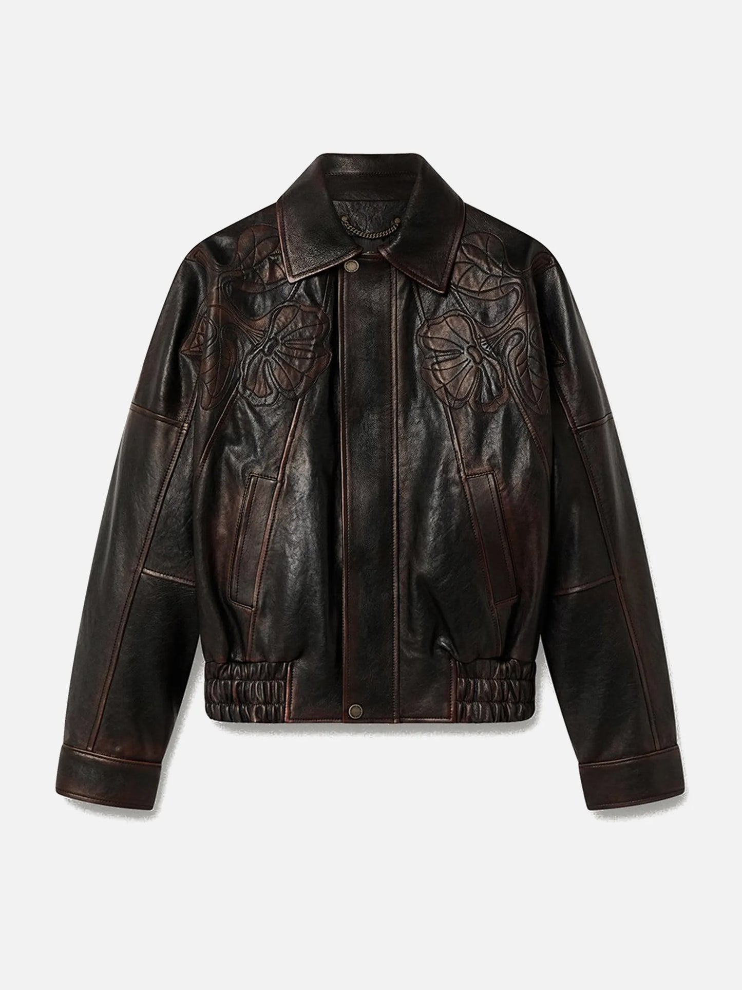 GOLDEN GOOSE - Lederjacke mit Blumen-Stickerei für Damen