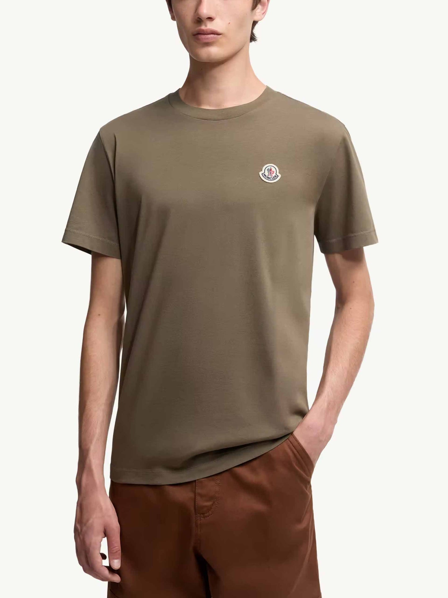 MONCLER - T-Shirt mit Logo im 3er-Pack für Herren in Olivgrün Schwarz Weiß