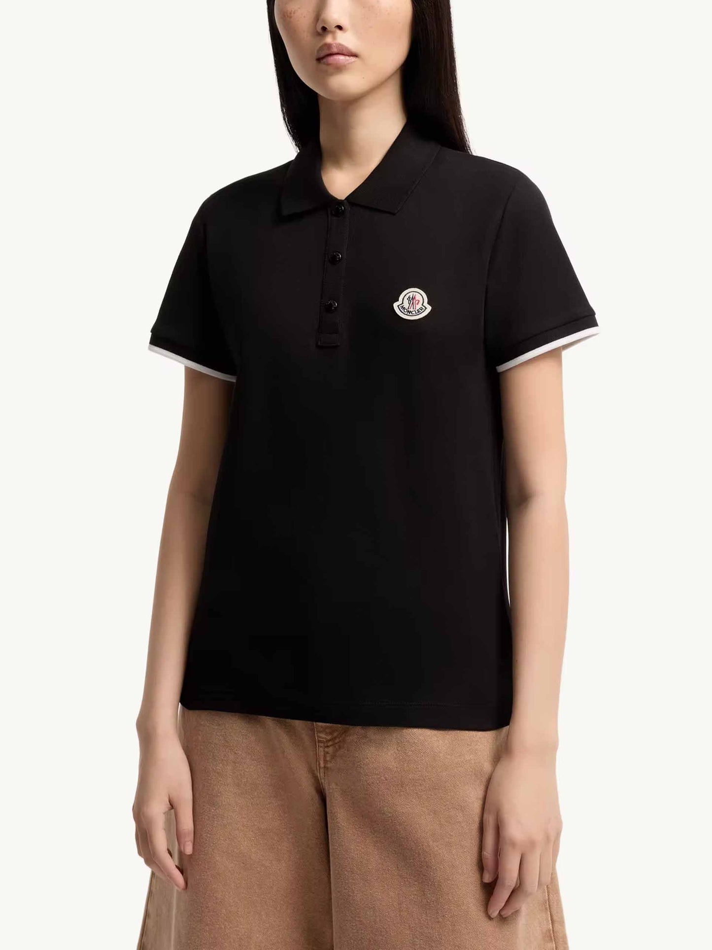 MONCLER - Piqué-Poloshirt mit Logo für Damen in Schwarz - Black