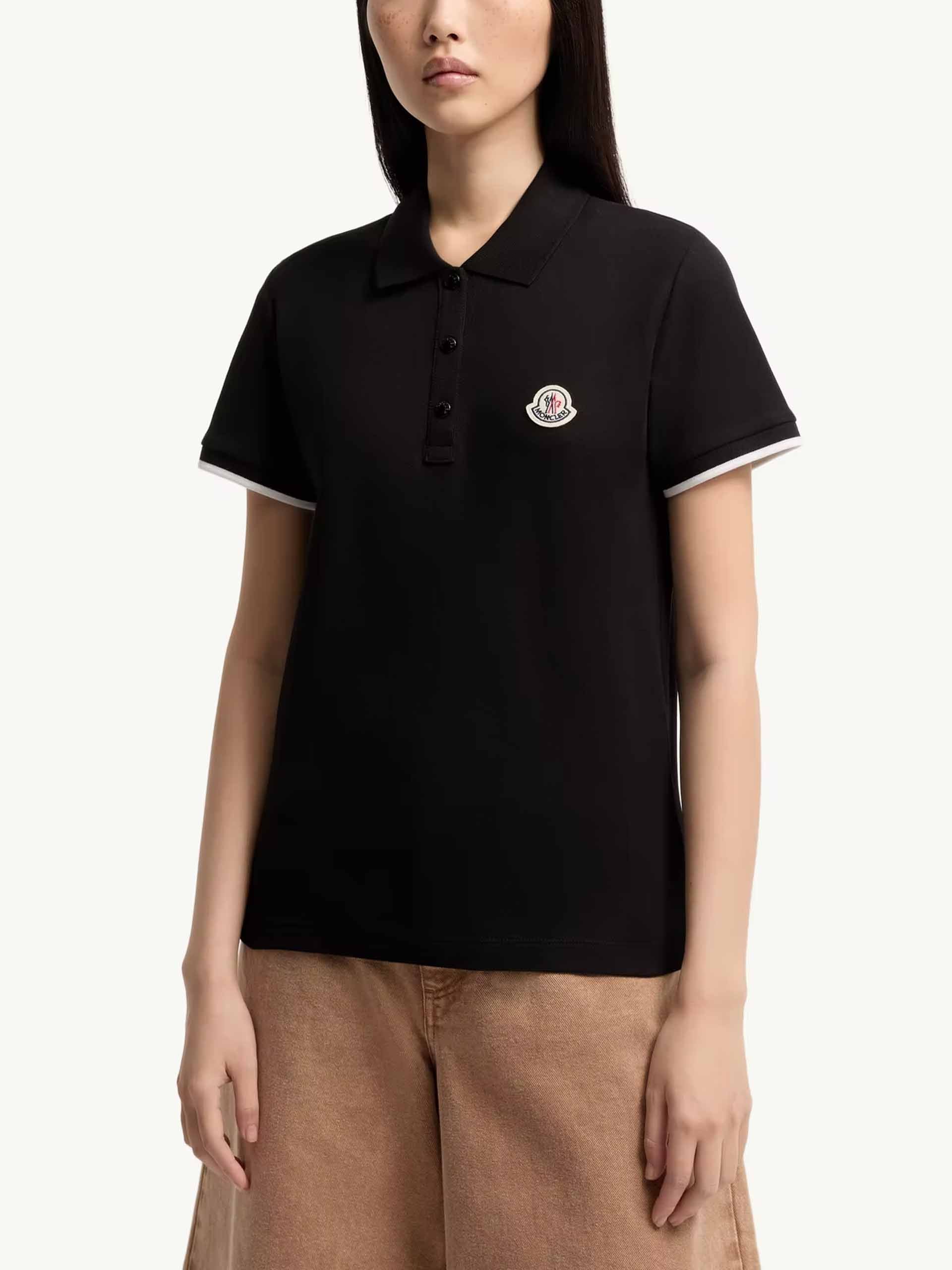 MONCLER - Piqué-Poloshirt mit Logo für Damen in Schwarz - Black