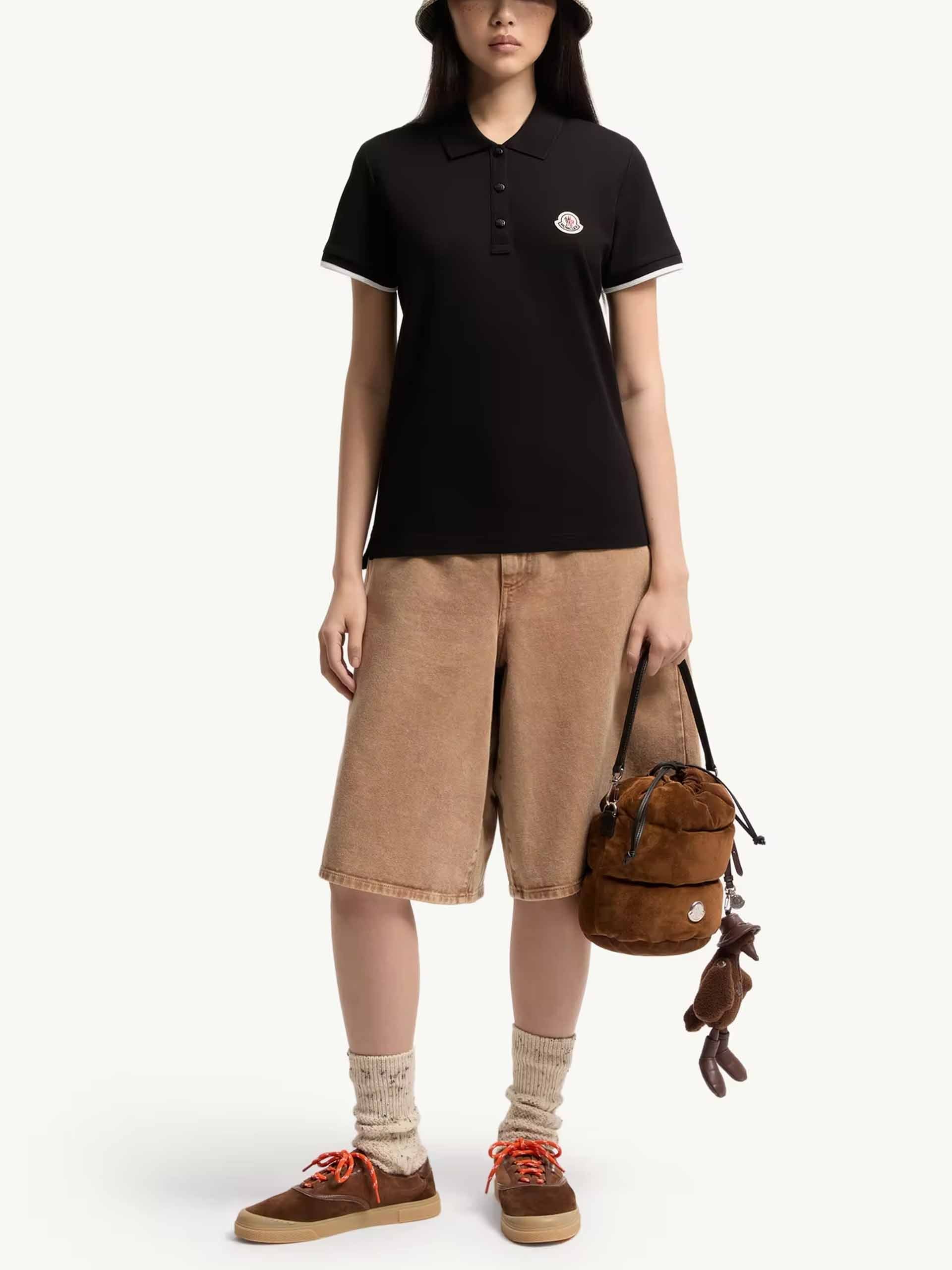 MONCLER - Piqué-Poloshirt mit Logo für Damen in Schwarz - Black