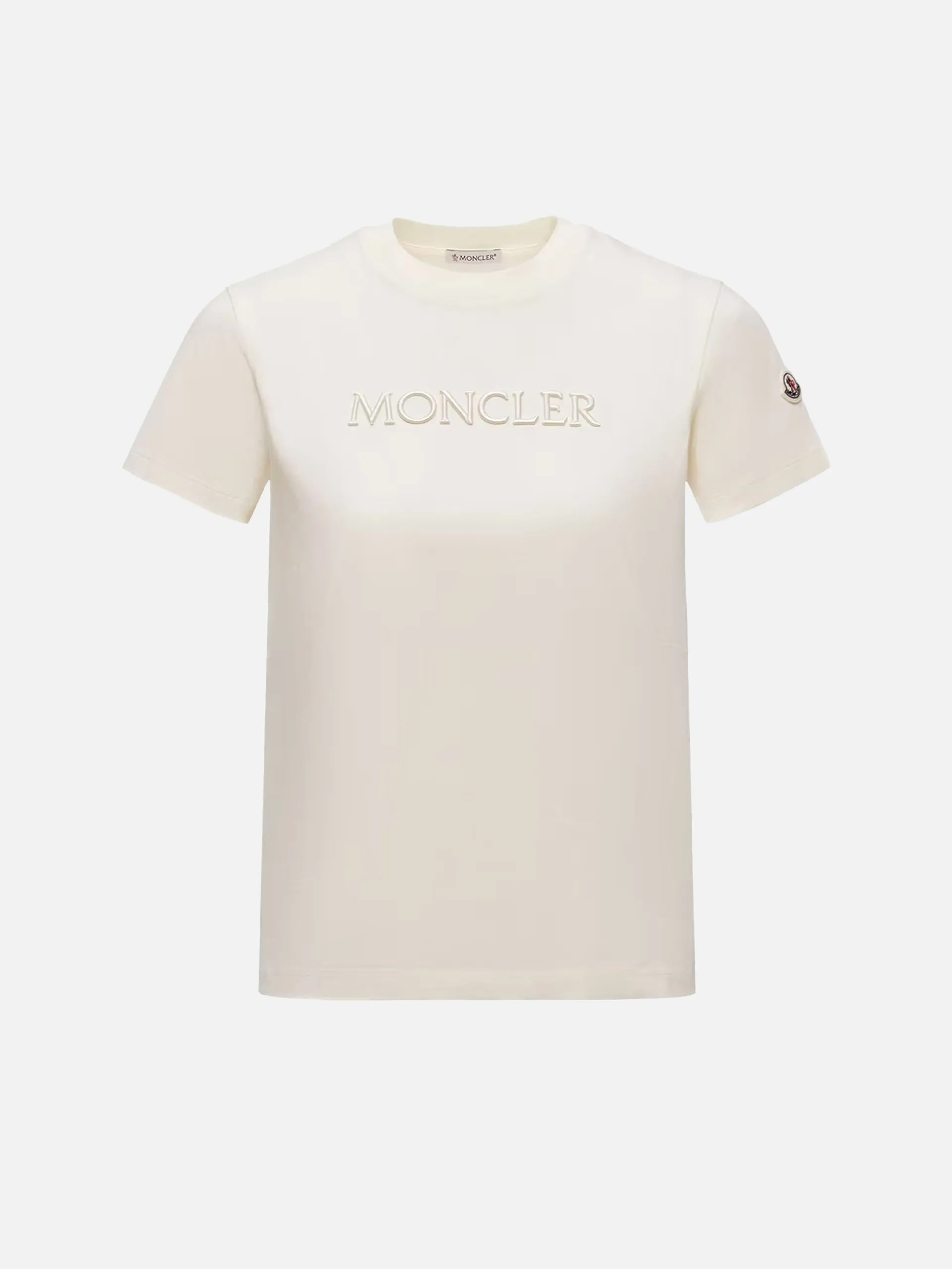 MONCLER - T-Shirt mit Logo-Stickerei für Damen in Off-White