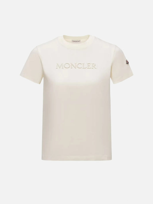 MONCLER - T-Shirt mit Logo-Stickerei für Damen in Off-White