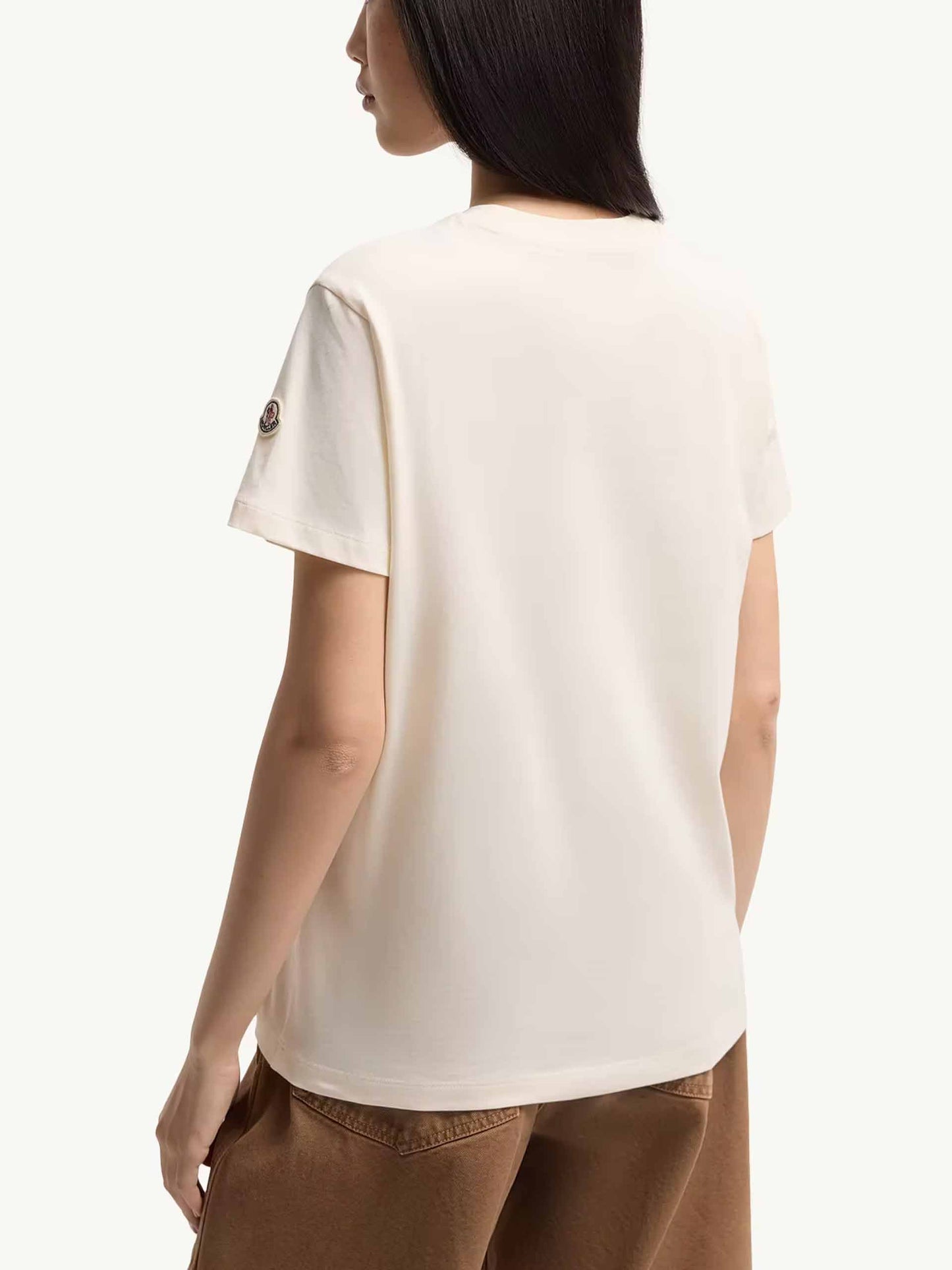 MONCLER - T-Shirt mit Logo-Stickerei für Damen in Off-White
