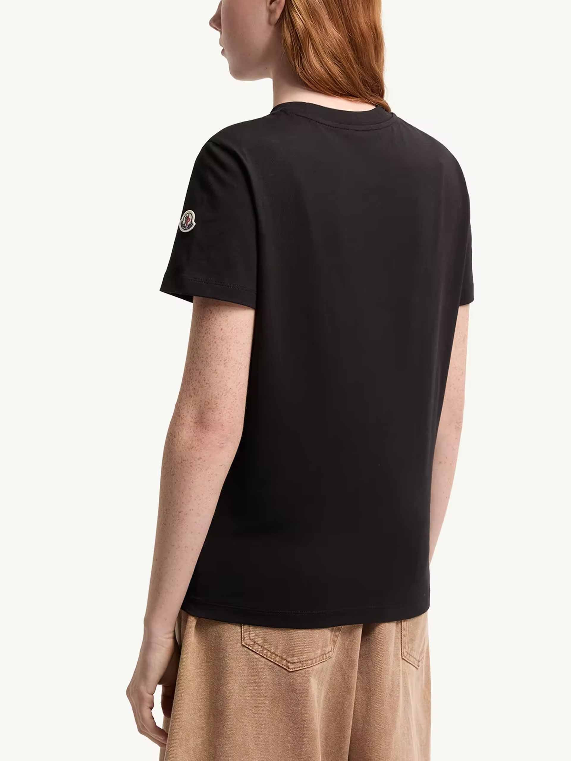 MONCLER - T-Shirt mit Logo-Stickerei für Damen in Schwarz - Black