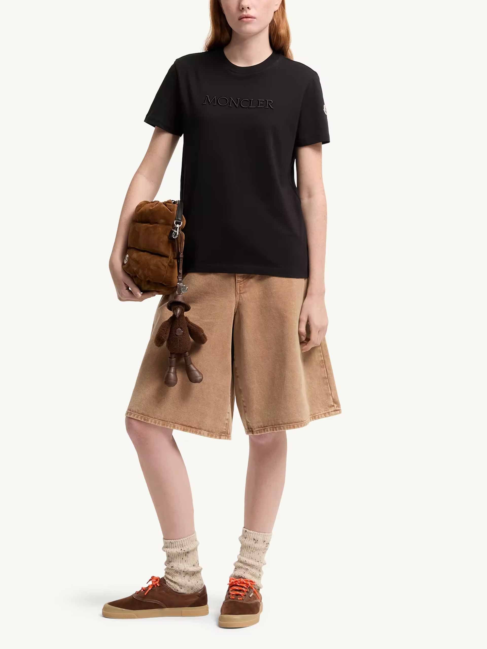 MONCLER - T-Shirt mit Logo-Stickerei für Damen in Schwarz - Black