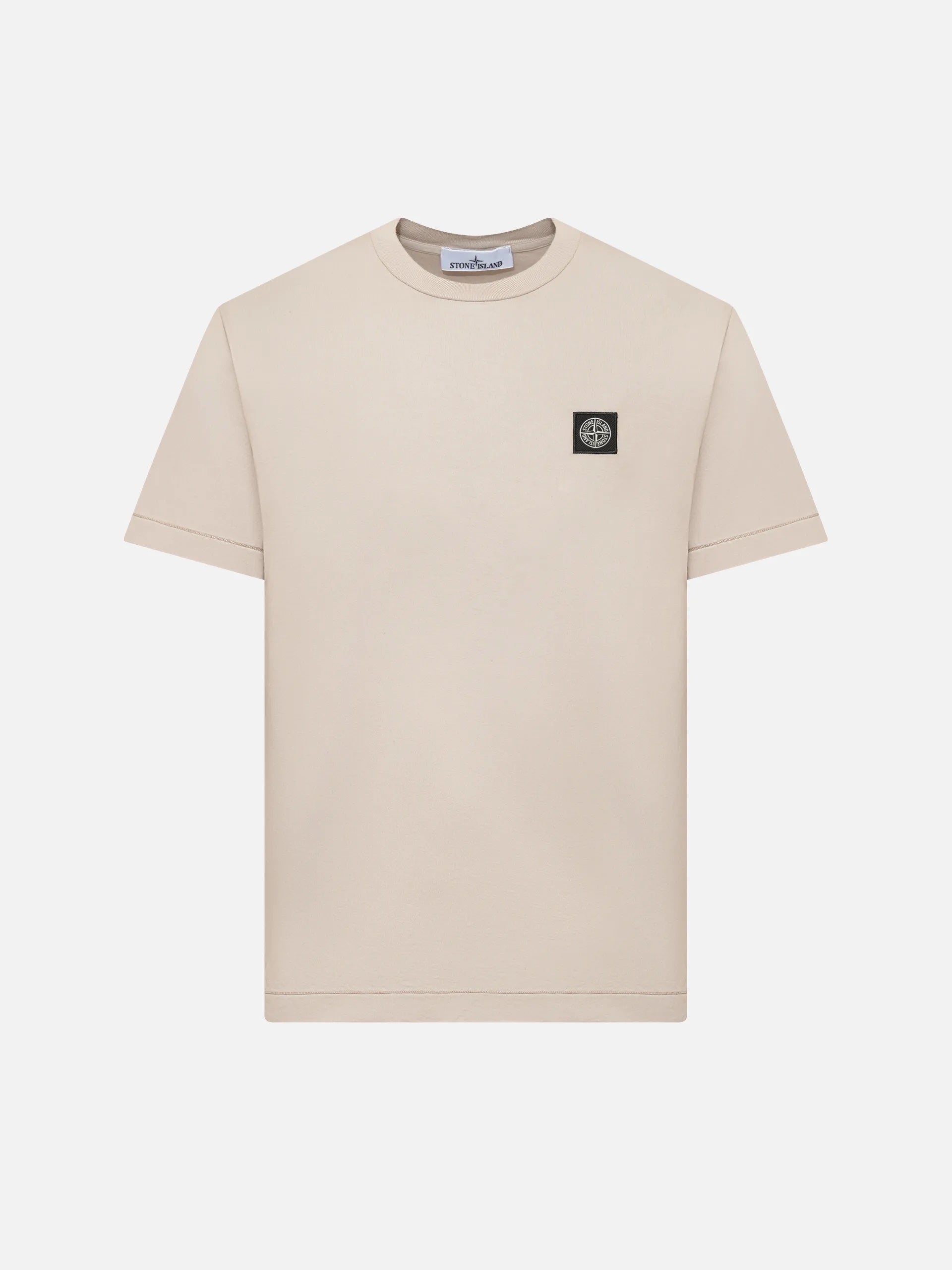 STONE ISLAND - Basic-T-Shirt mit Logo-Patch für Herren Sand-Beige - Sand Beige