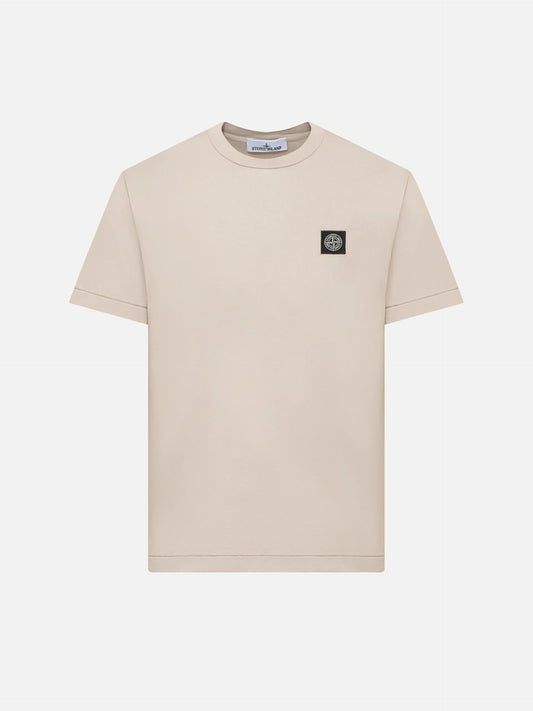 STONE ISLAND - Basic-T-Shirt mit Logo-Patch für Herren in Sand-Beige