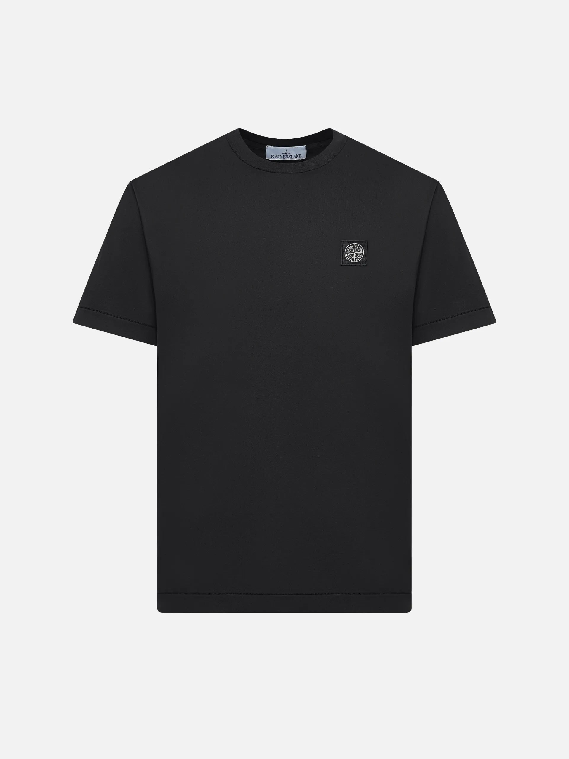 STONE ISLAND - Basic-T-Shirt mit Logo-Patch für Herren in Schwarz - Black