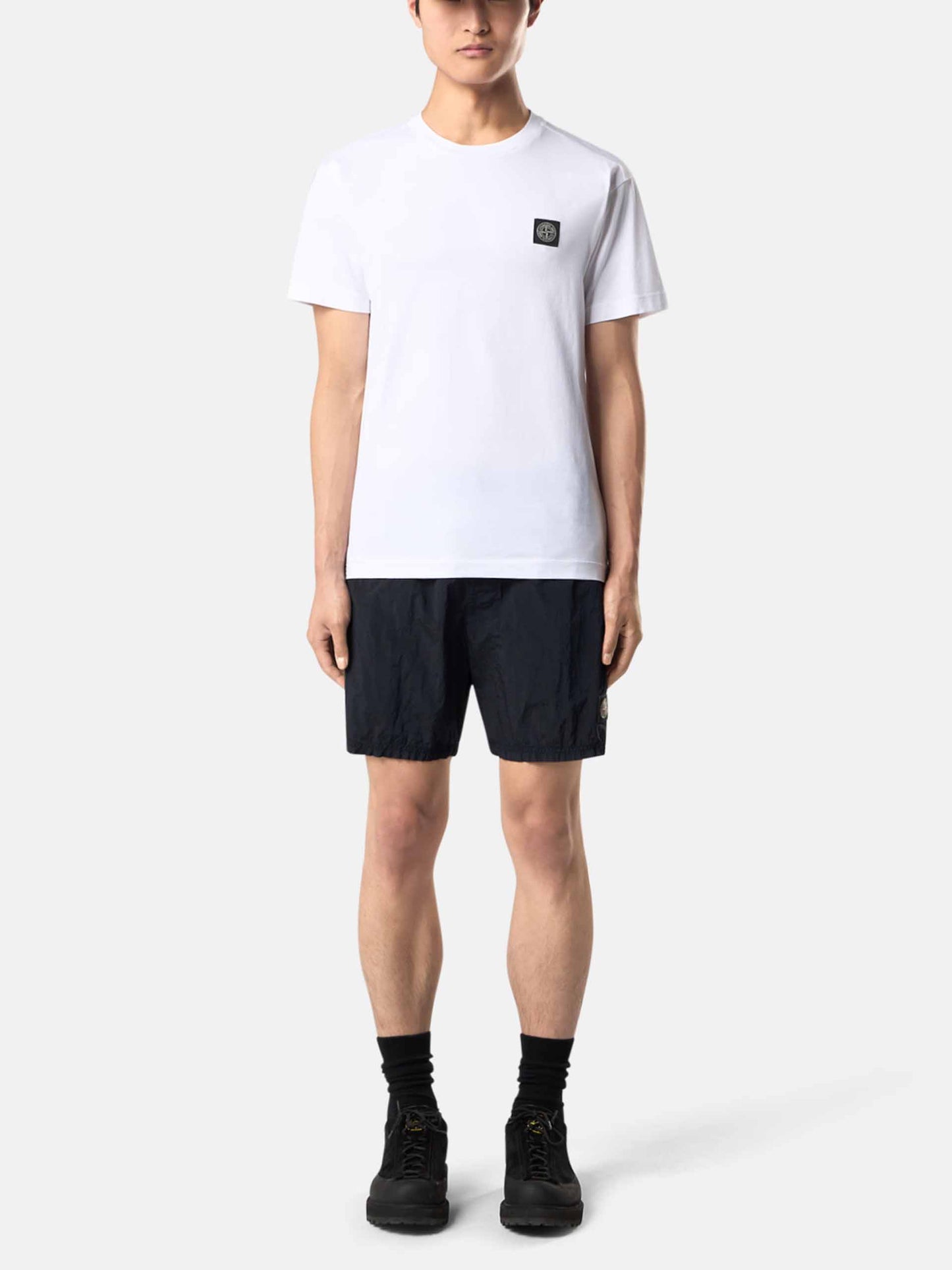 STONE ISLAND - Basic-T-Shirt mit Logo-Patch für Herren in Weiß - White