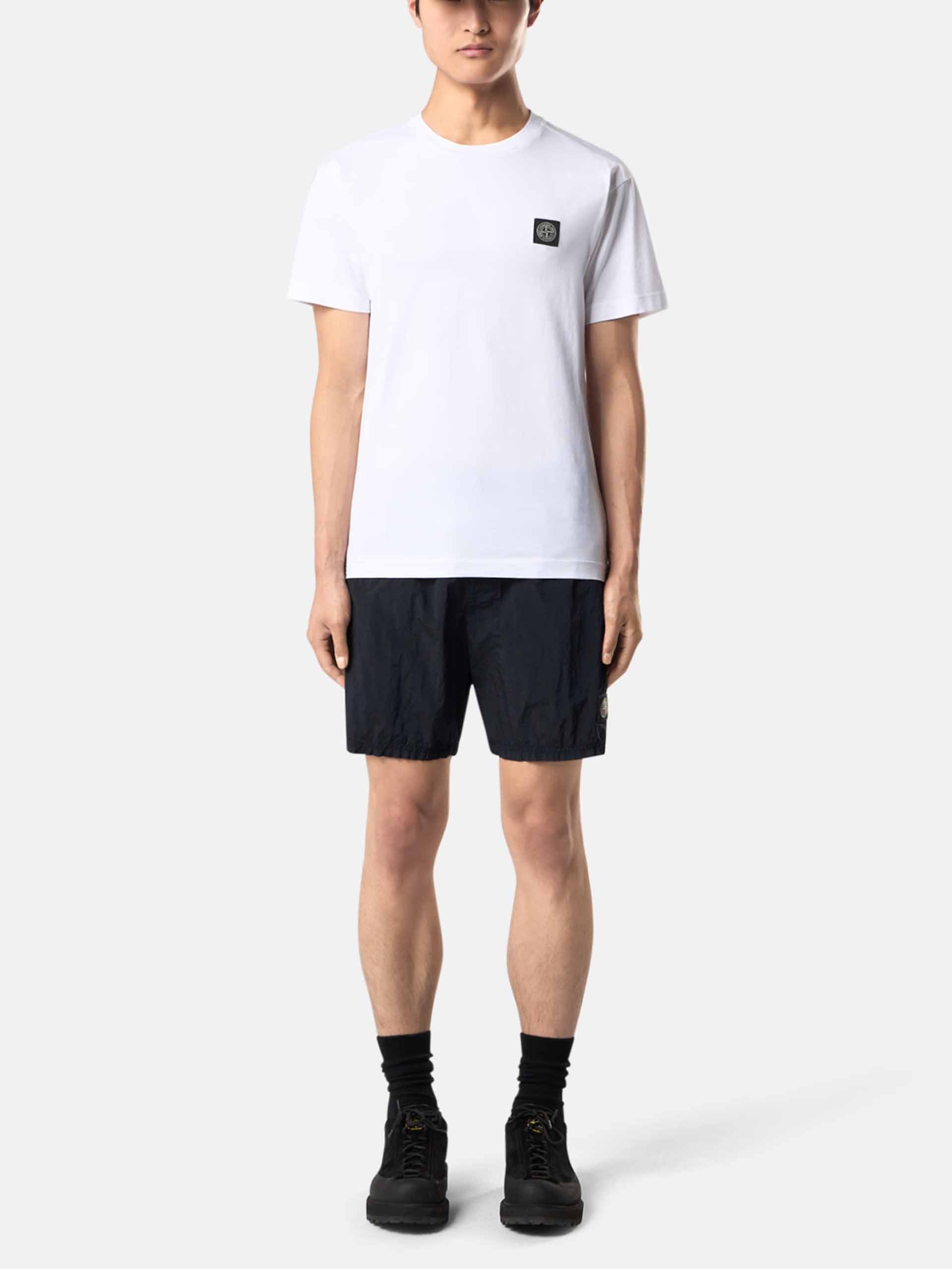 STONE ISLAND - Basic-T-Shirt mit Logo-Patch für Herren in Weiß - White