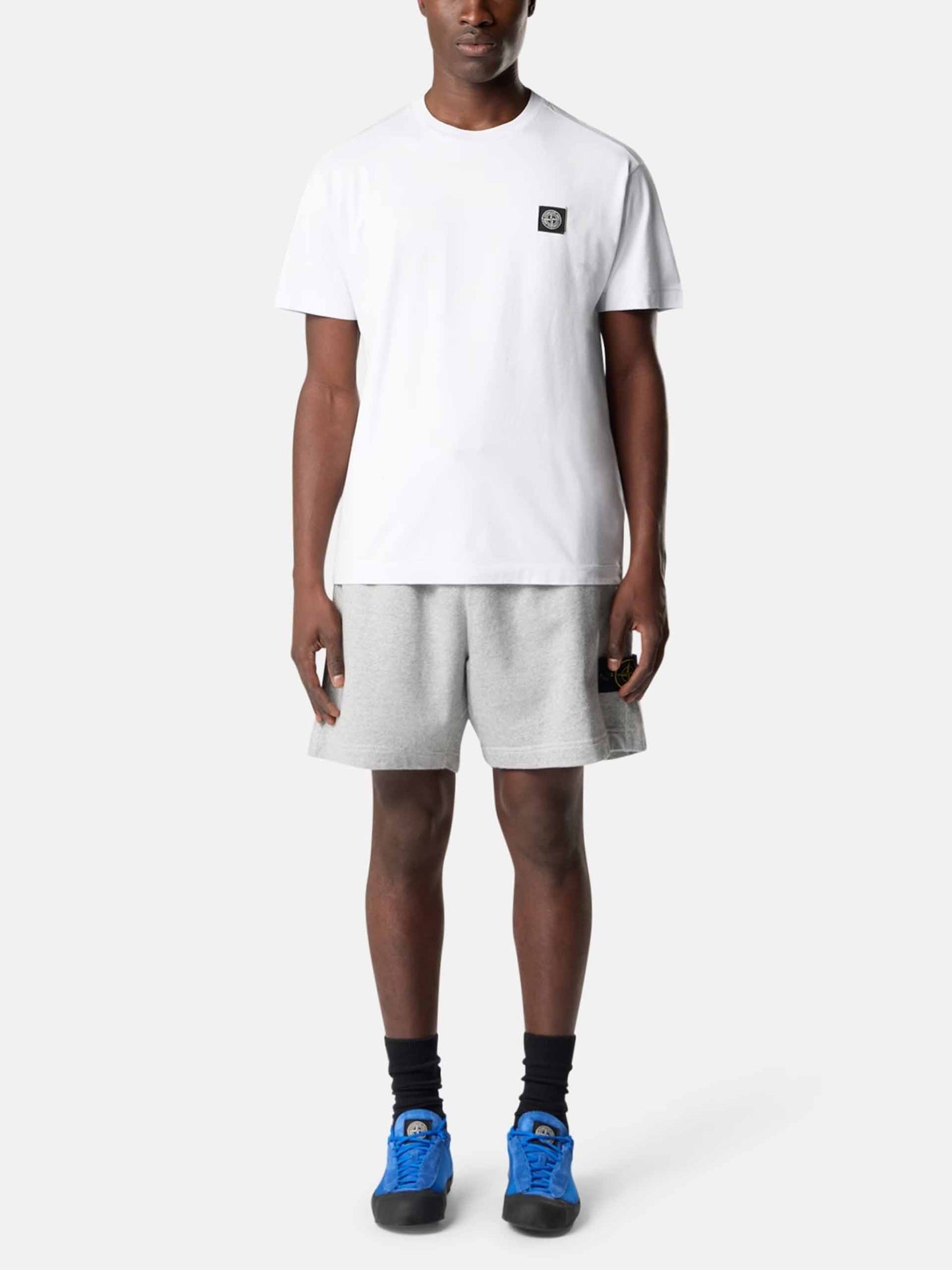 STONE ISLAND - Basic-T-Shirt mit Logo-Patch für Herren Hellblau - Light blue