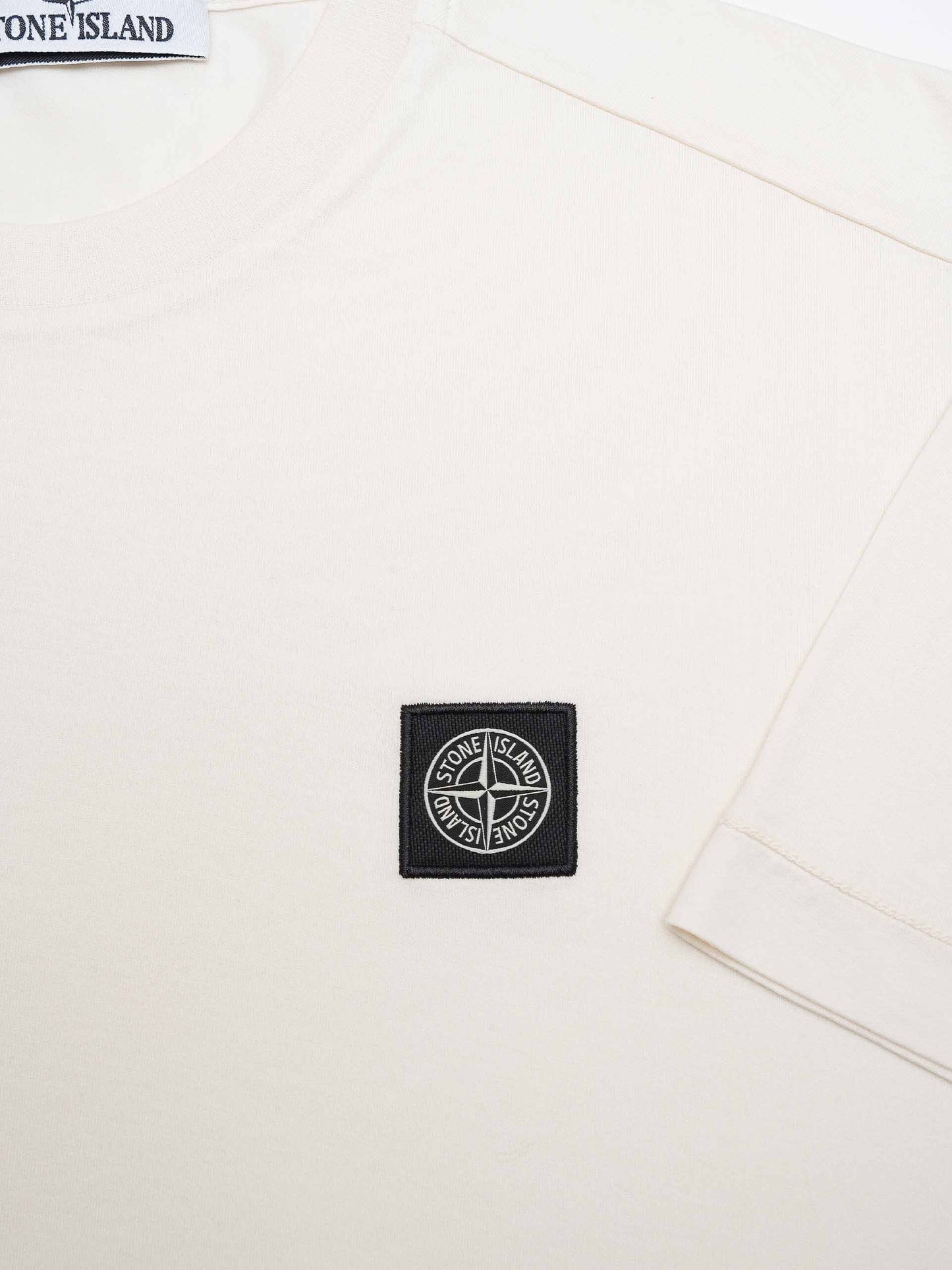 STONE ISLAND - Basic-T-Shirt mit Logo-Patch für Herren in Ecru