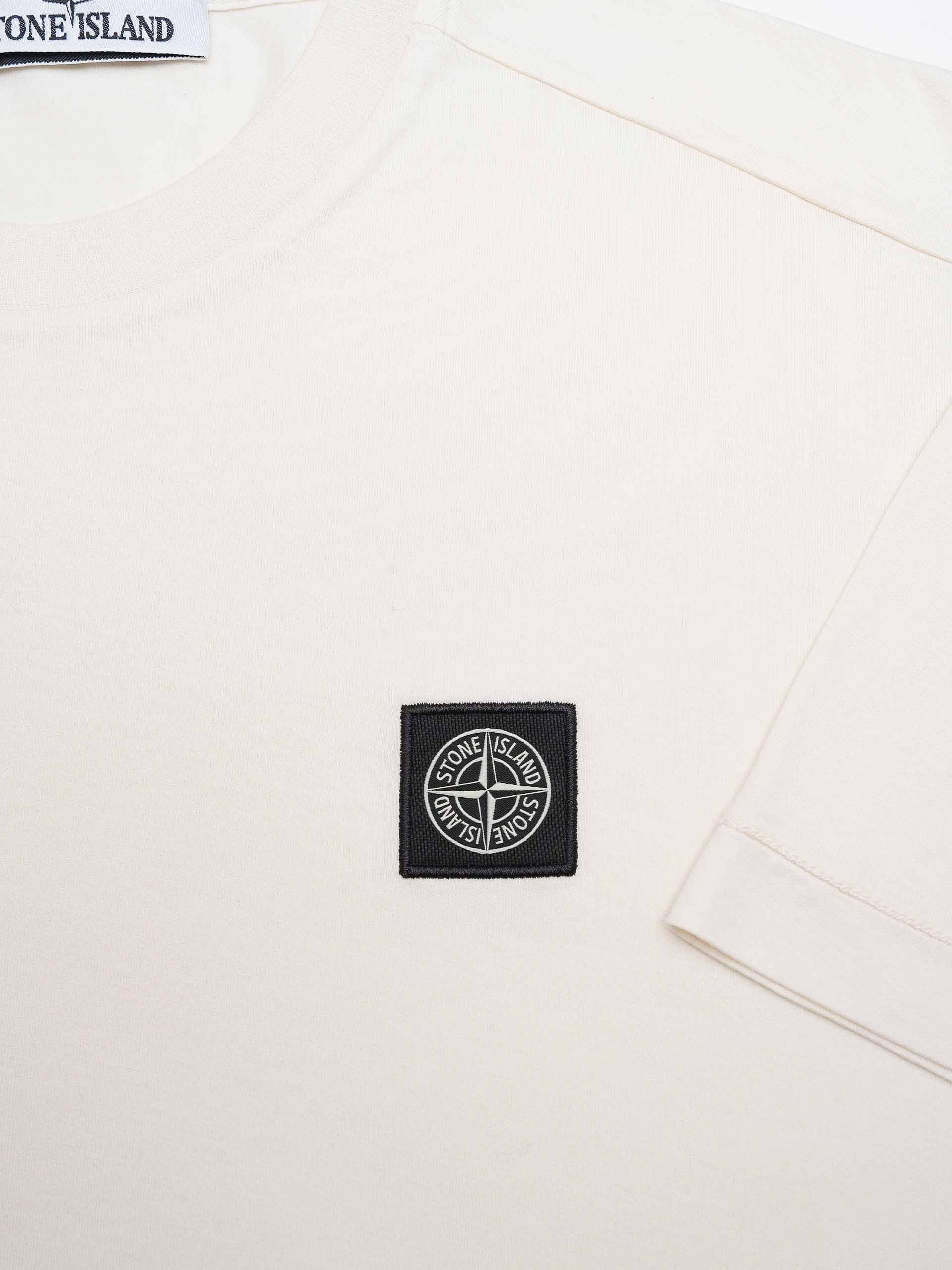 STONE ISLAND - Basic-T-Shirt mit Logo-Patch für Herren in Ecru