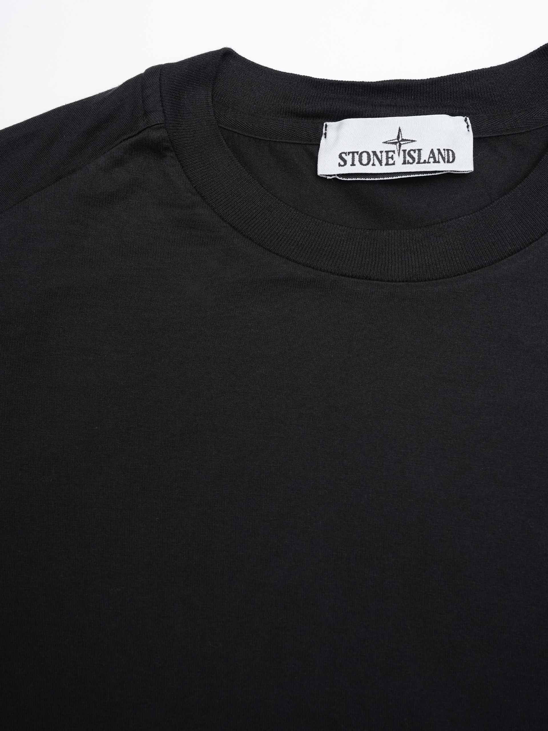 STONE ISLAND - Basic-T-Shirt mit Logo-Patch für Herren in Schwarz - Black