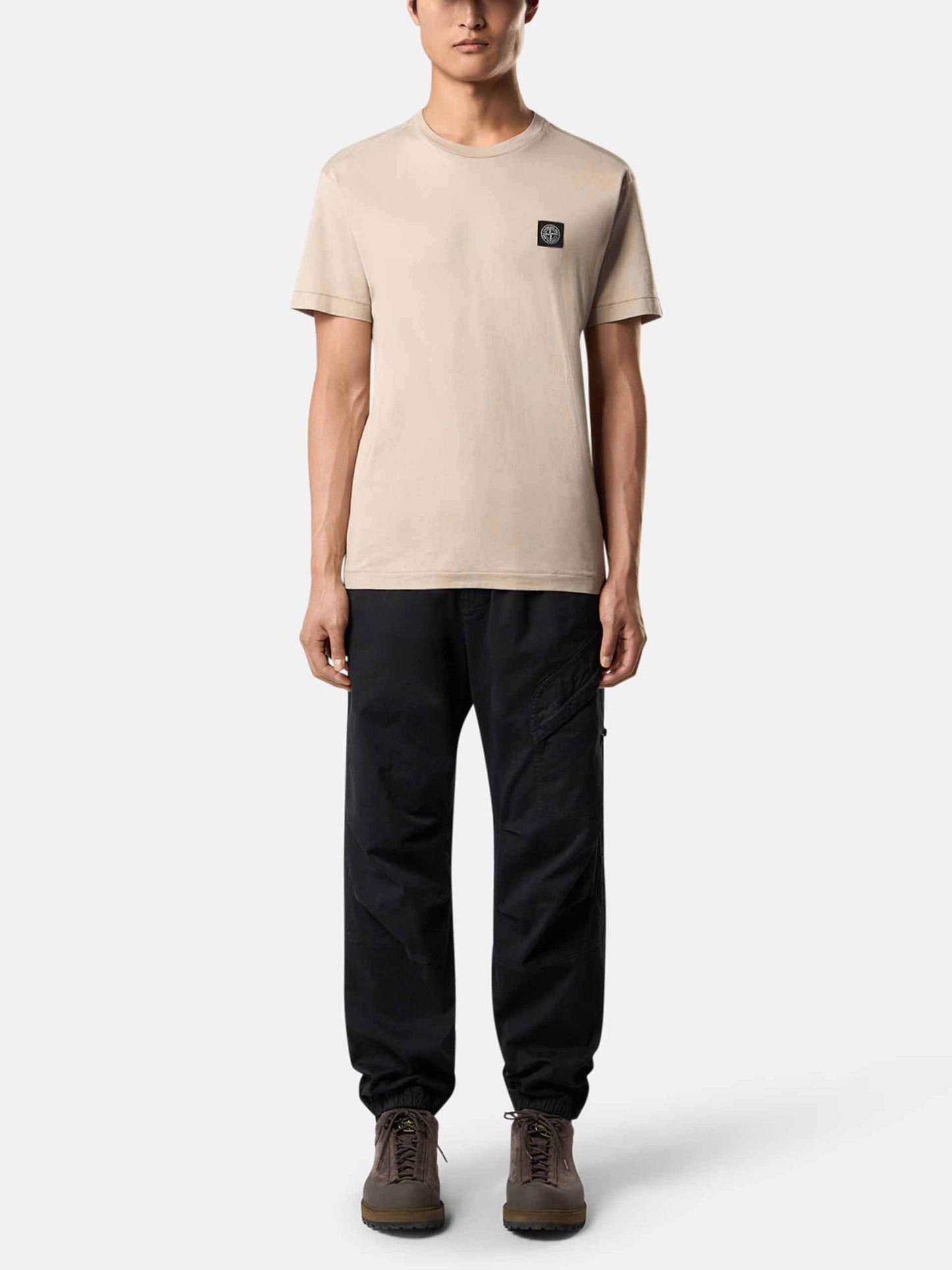 STONE ISLAND - Basic-T-Shirt mit Logo-Patch für Herren Sand-Beige - Sand Beige
