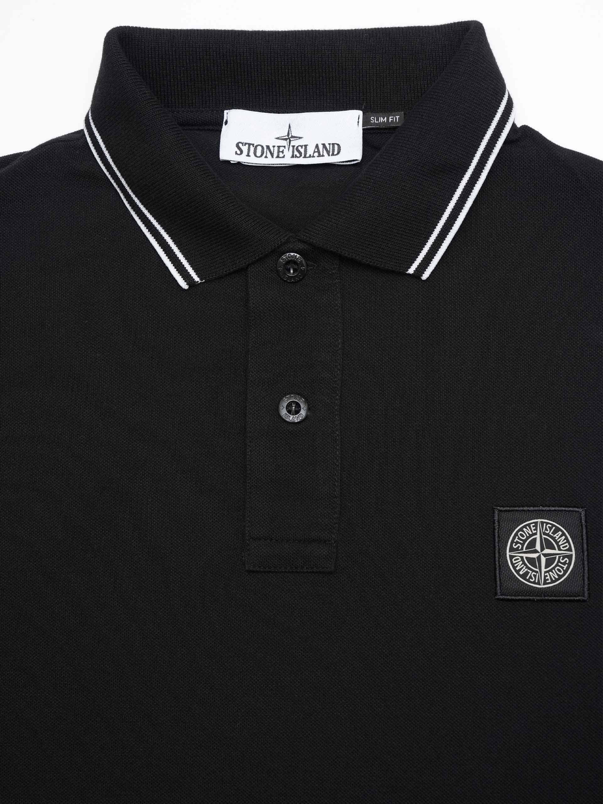 STONE ISLAND - Poloshirt mit Kompass-Patch für Herren in Schwarz - Black