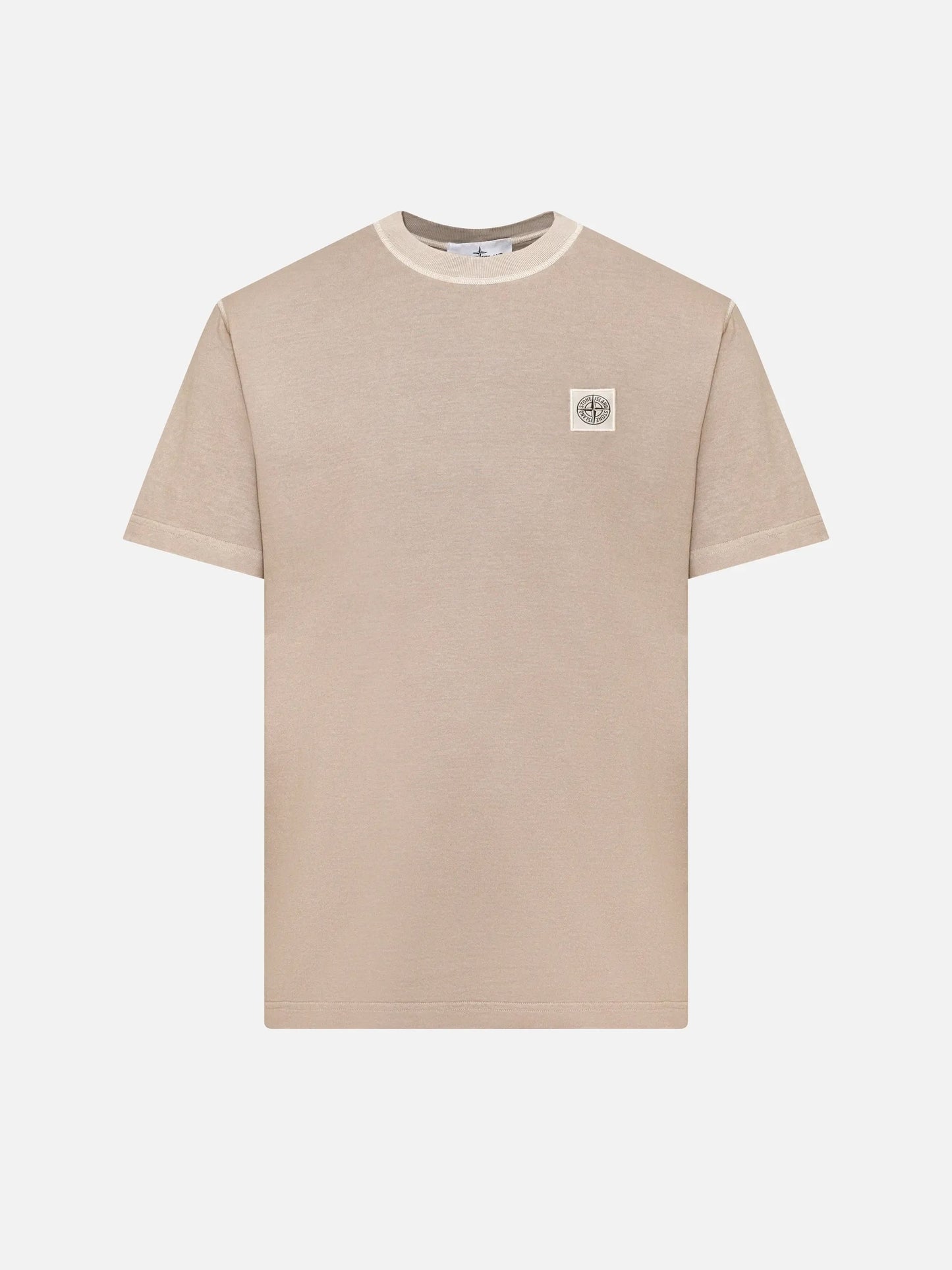 STONE ISLAND - Logo-T-Shirt mit Fissato-Effekt für Herren in Sand-Beige - Sand Beige