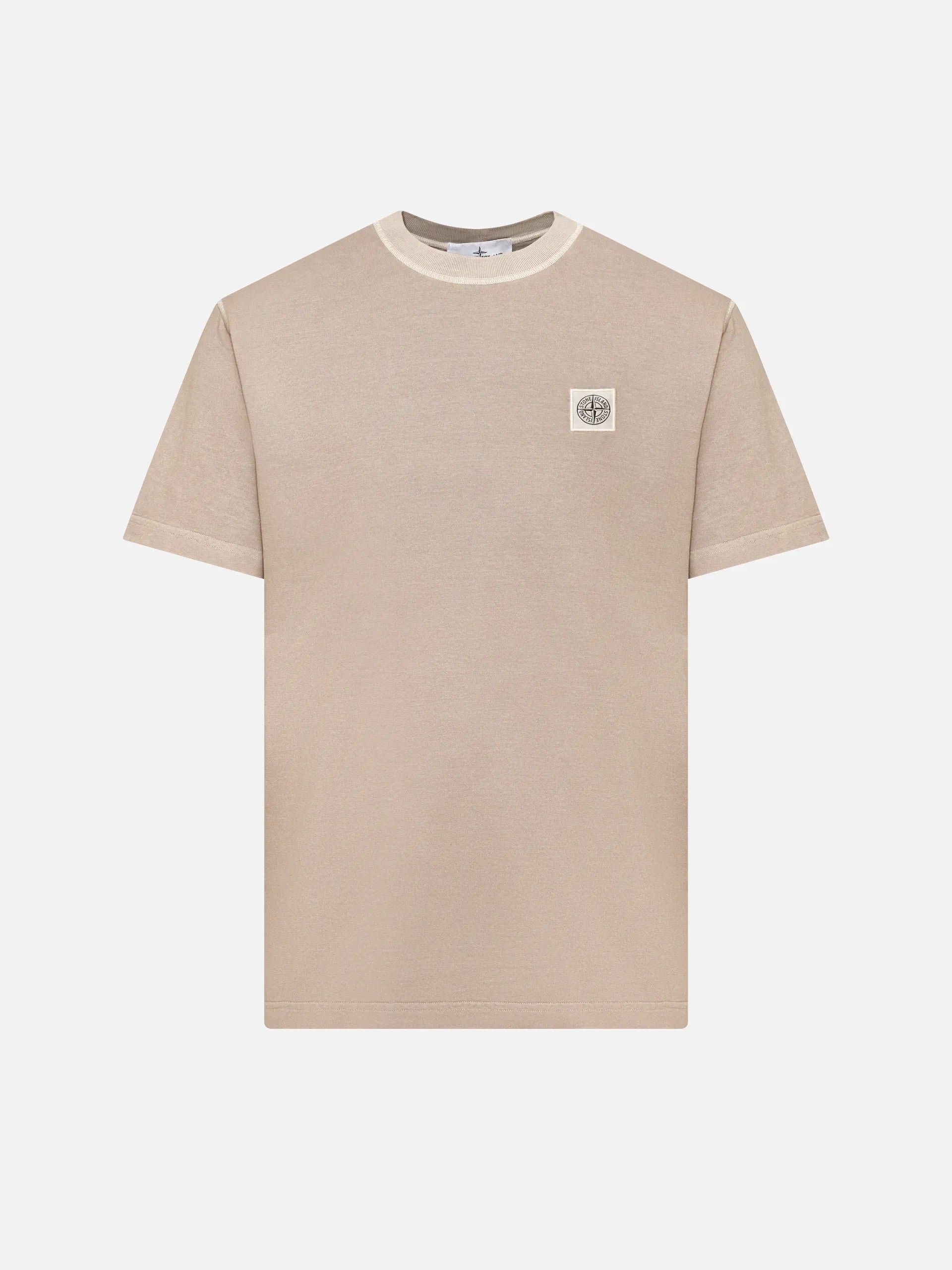 STONE ISLAND - Logo-T-Shirt mit Fissato-Effekt für Herren in Sand-Beige - Sand Beige