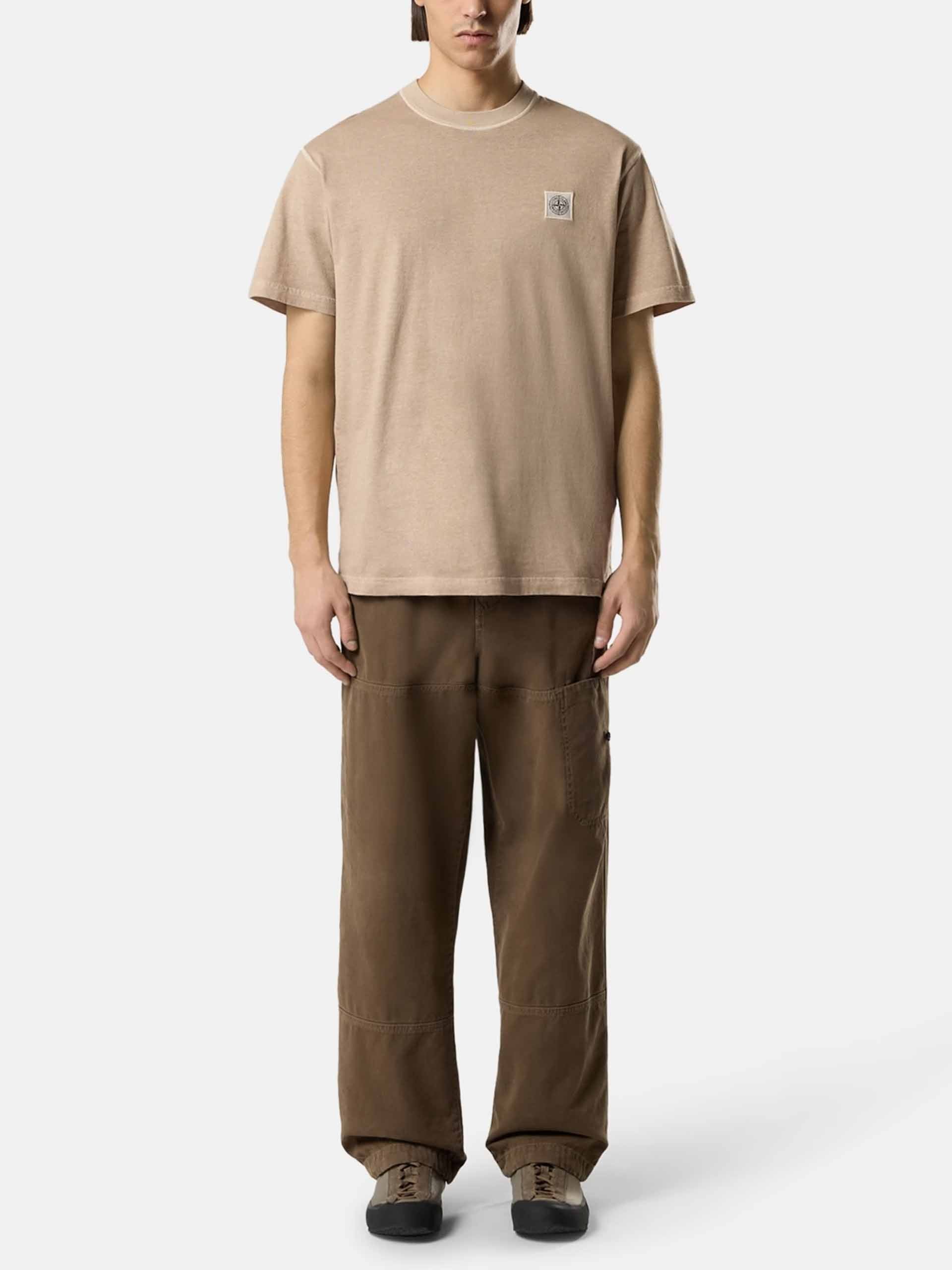 STONE ISLAND - Logo-T-Shirt mit Fissato-Effekt für Herren in Sand-Beige - Sand Beige