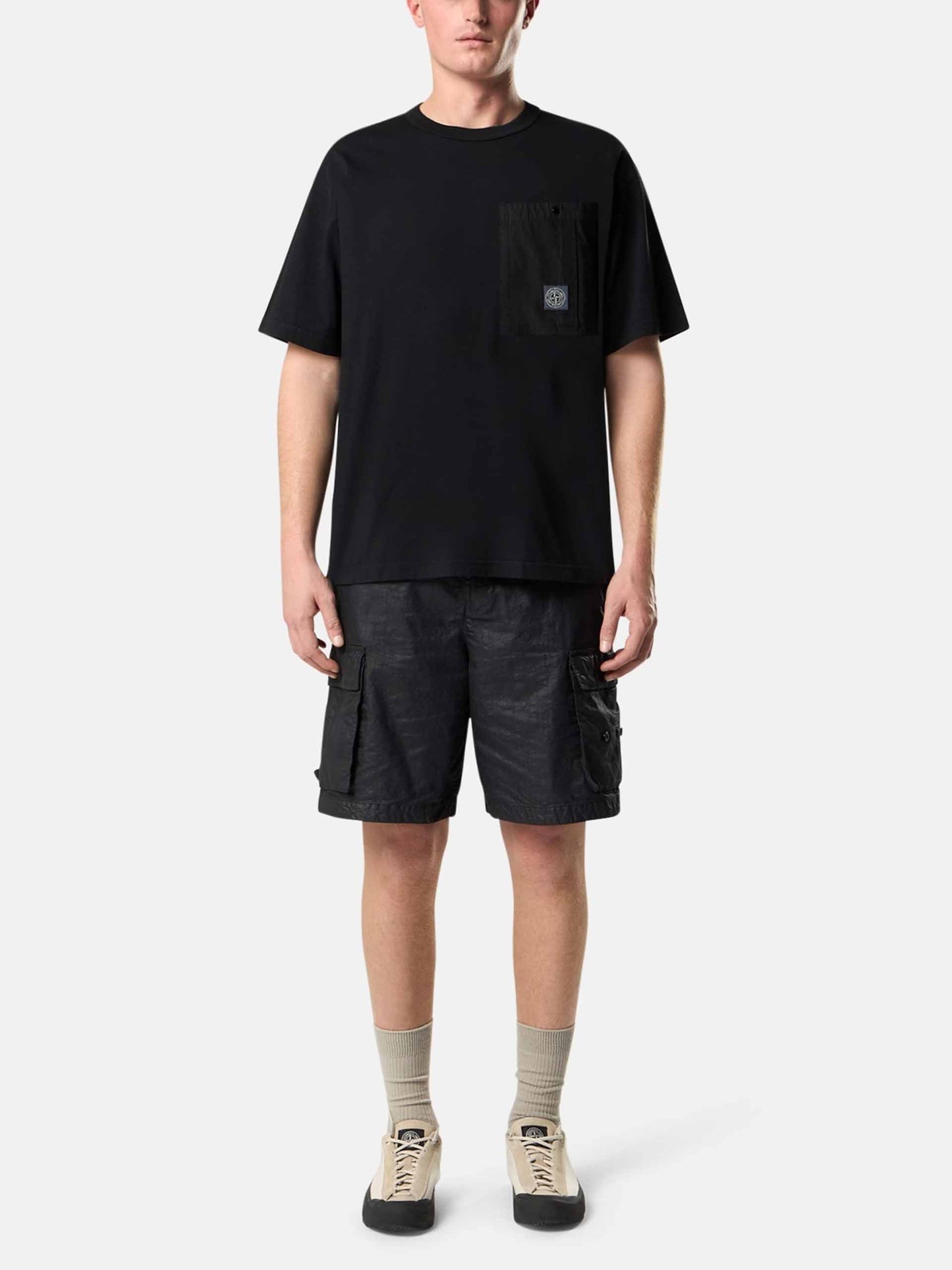 STONE ISLAND - T-Shirt mit Brusttasche für Herren Schwarz - Black