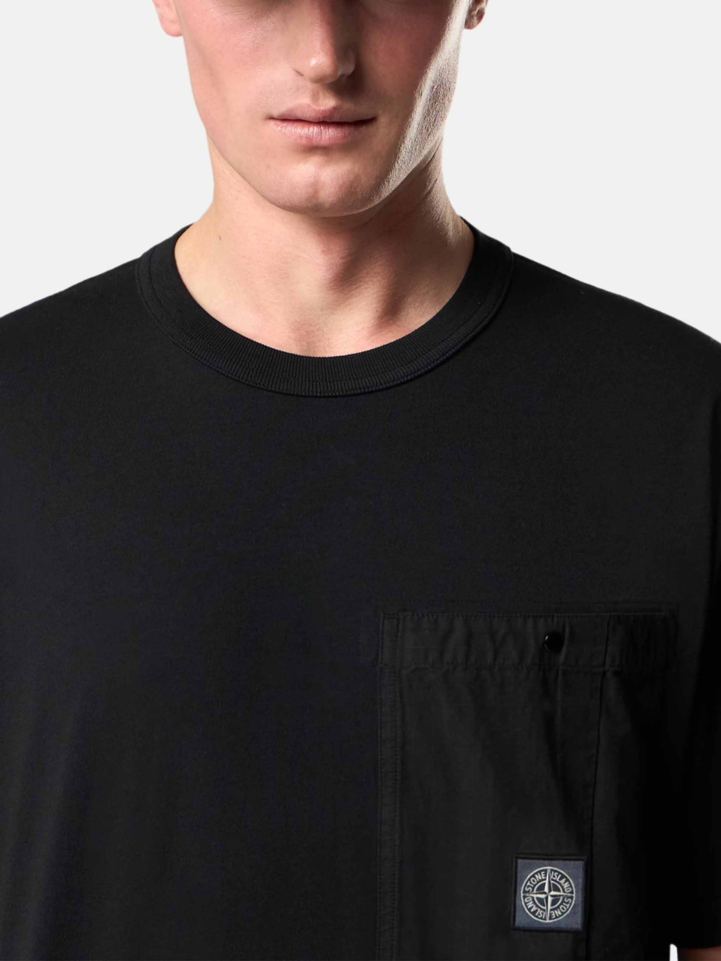 STONE ISLAND - T-Shirt mit Brusttasche für Herren Schwarz - Black