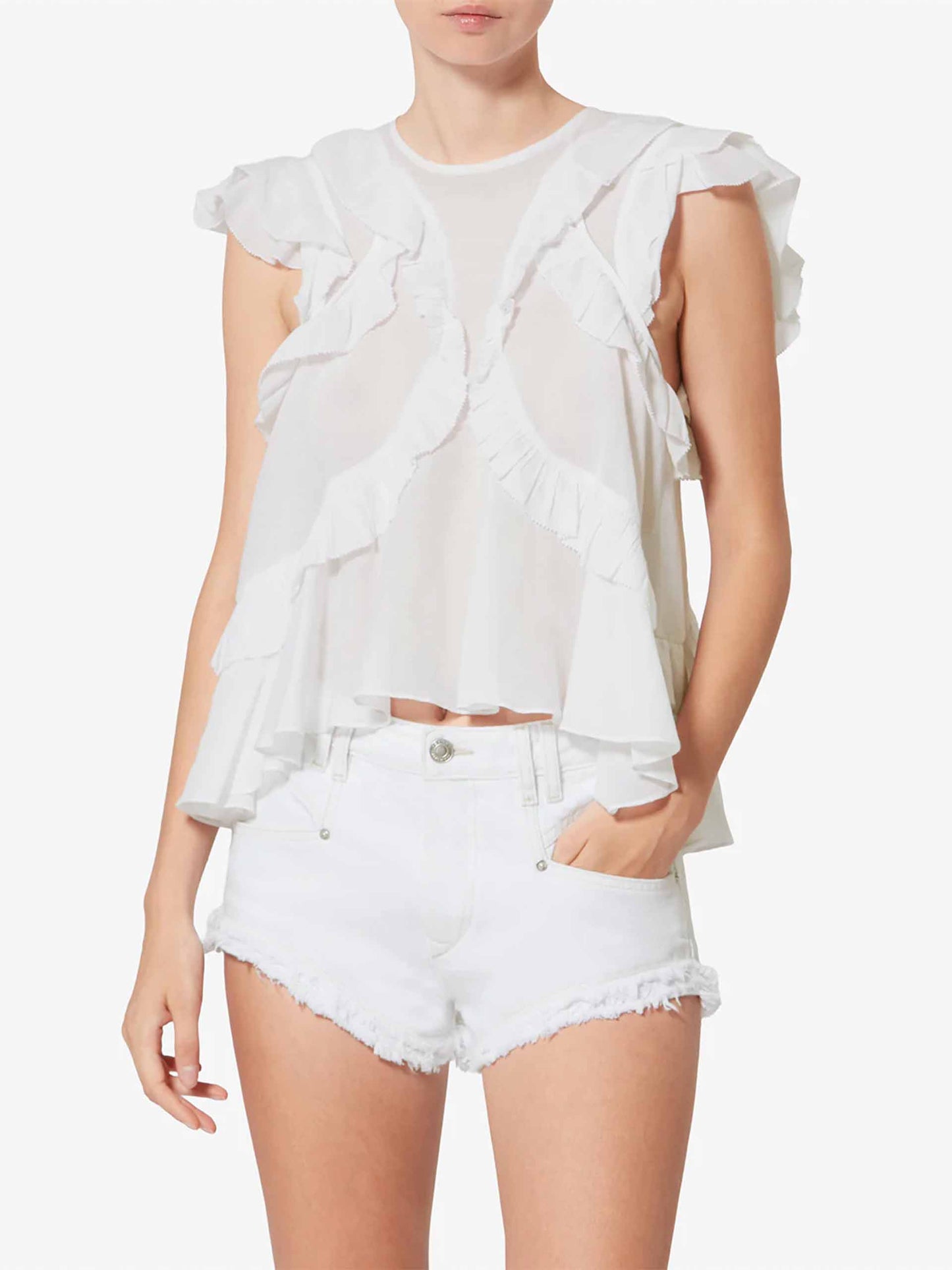 MARANT ETOILE - Top Nalou mit Volants für Damen in Weiß - White