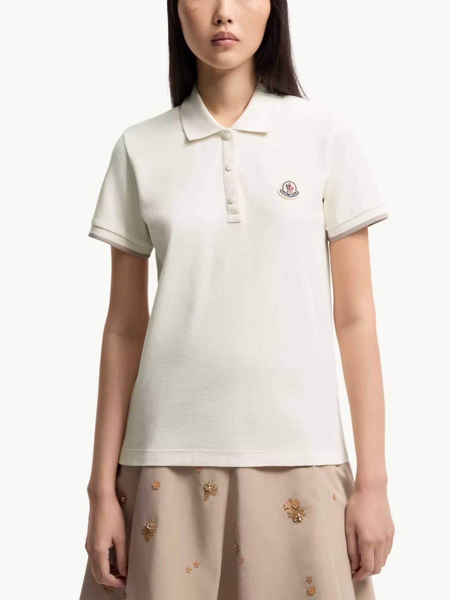 MONCLER - Piqué-Poloshirt mit Logo für Damen in Weiß - White