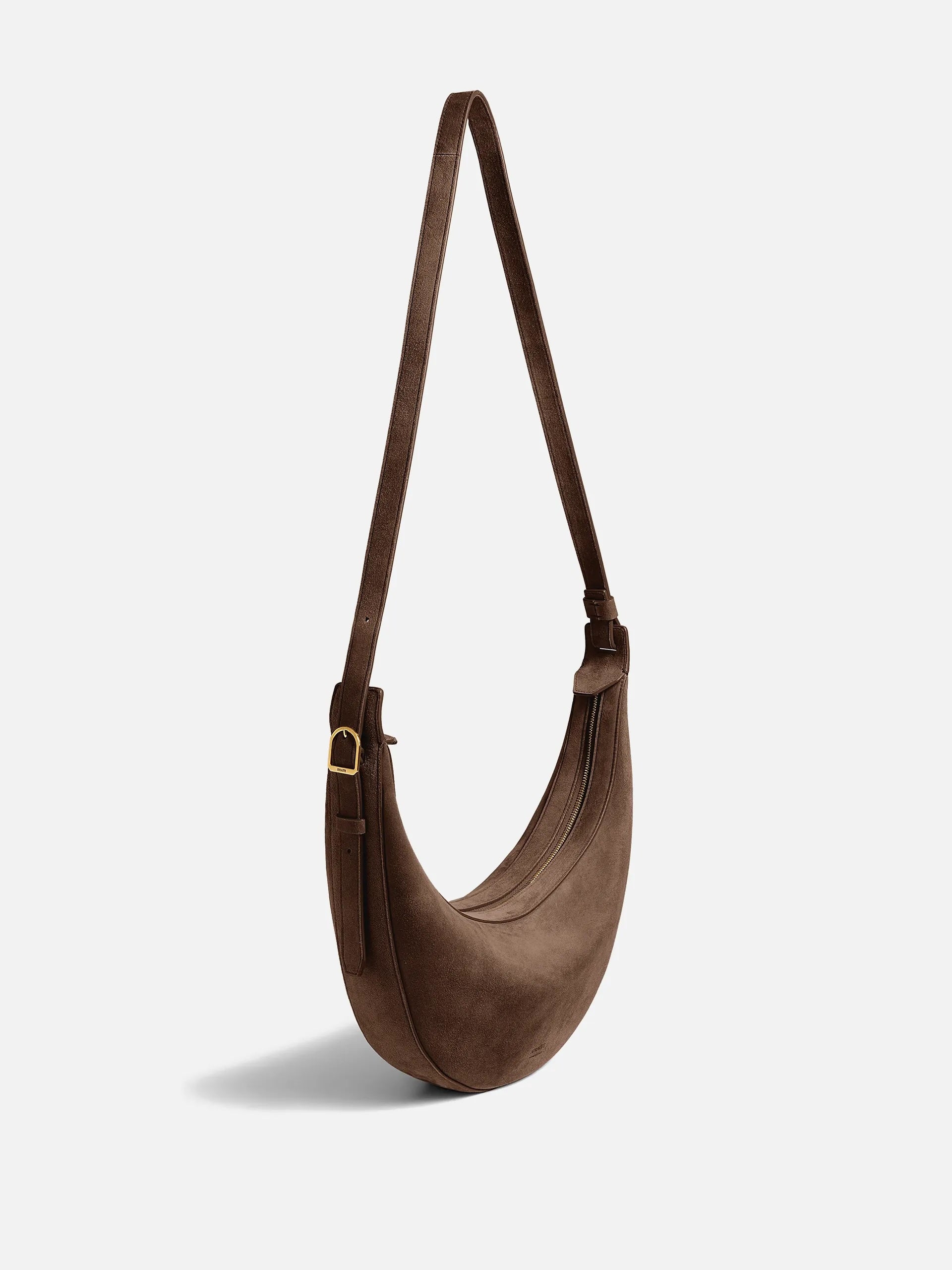 KHAITE - Crossbody-Bag Augustina Small aus Veloursleder in Braun - Brown Suede