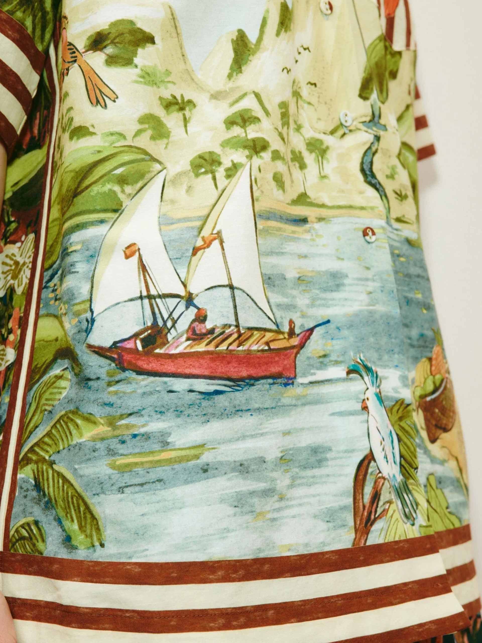 ALEMAIS - Shorts Toucan Tango aus Leinen für Damen