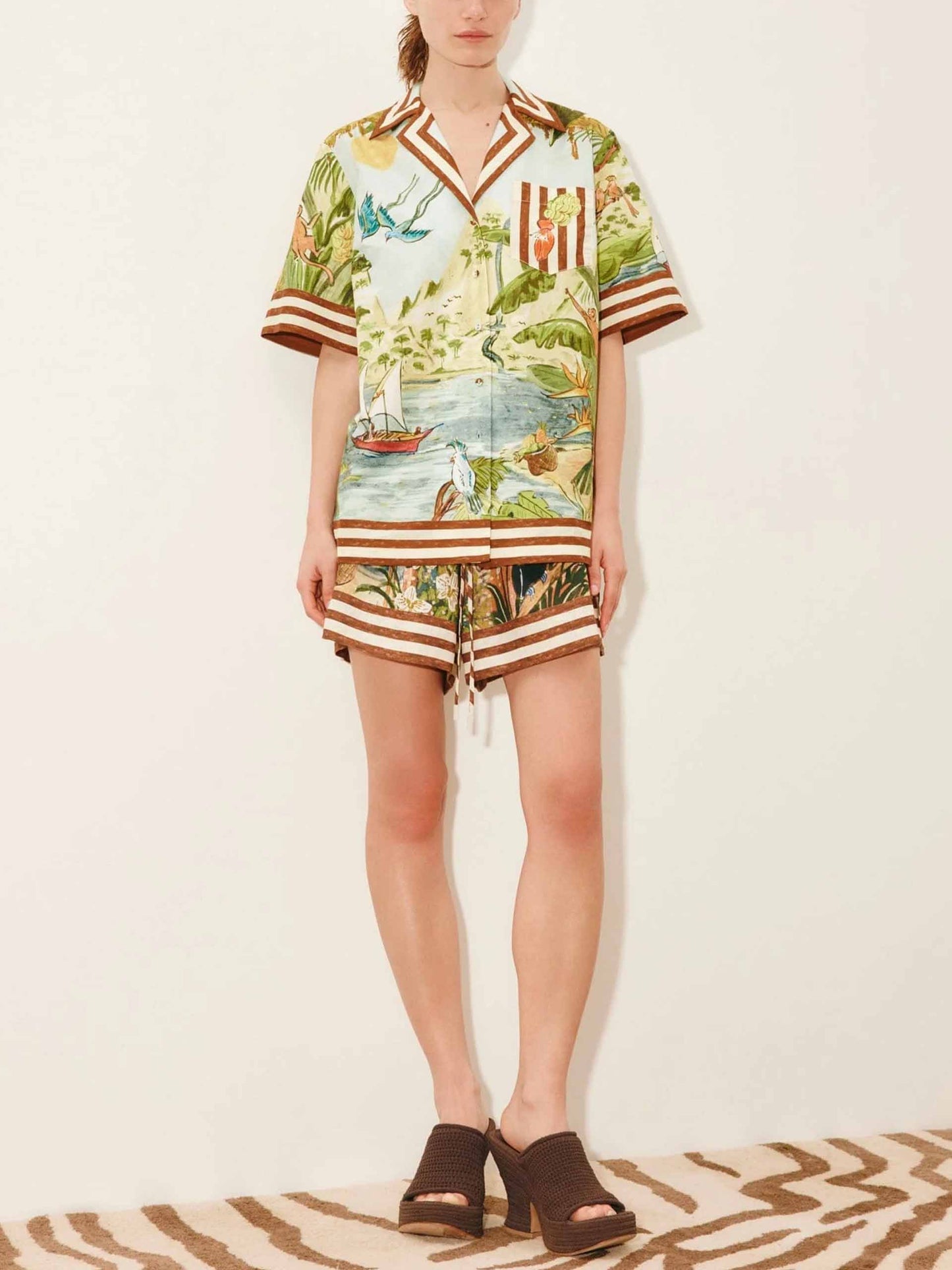 ALEMAIS - Shorts Toucan Tango aus Leinen für Damen