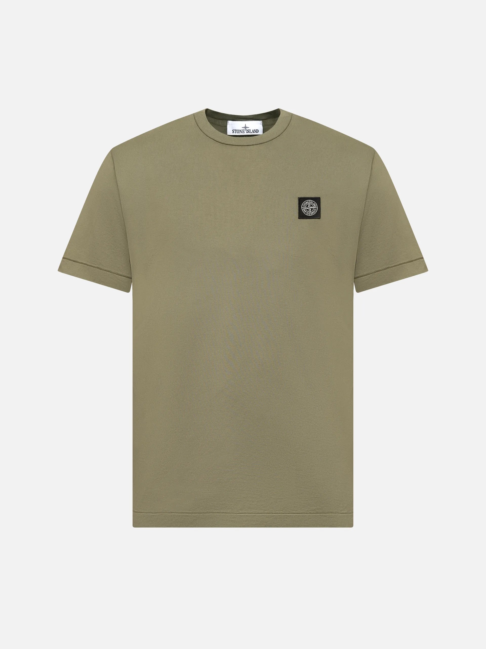 STONE ISLAND - Basic-T-Shirt mit Logo-Patch für Herren in Militärgrün - Military green