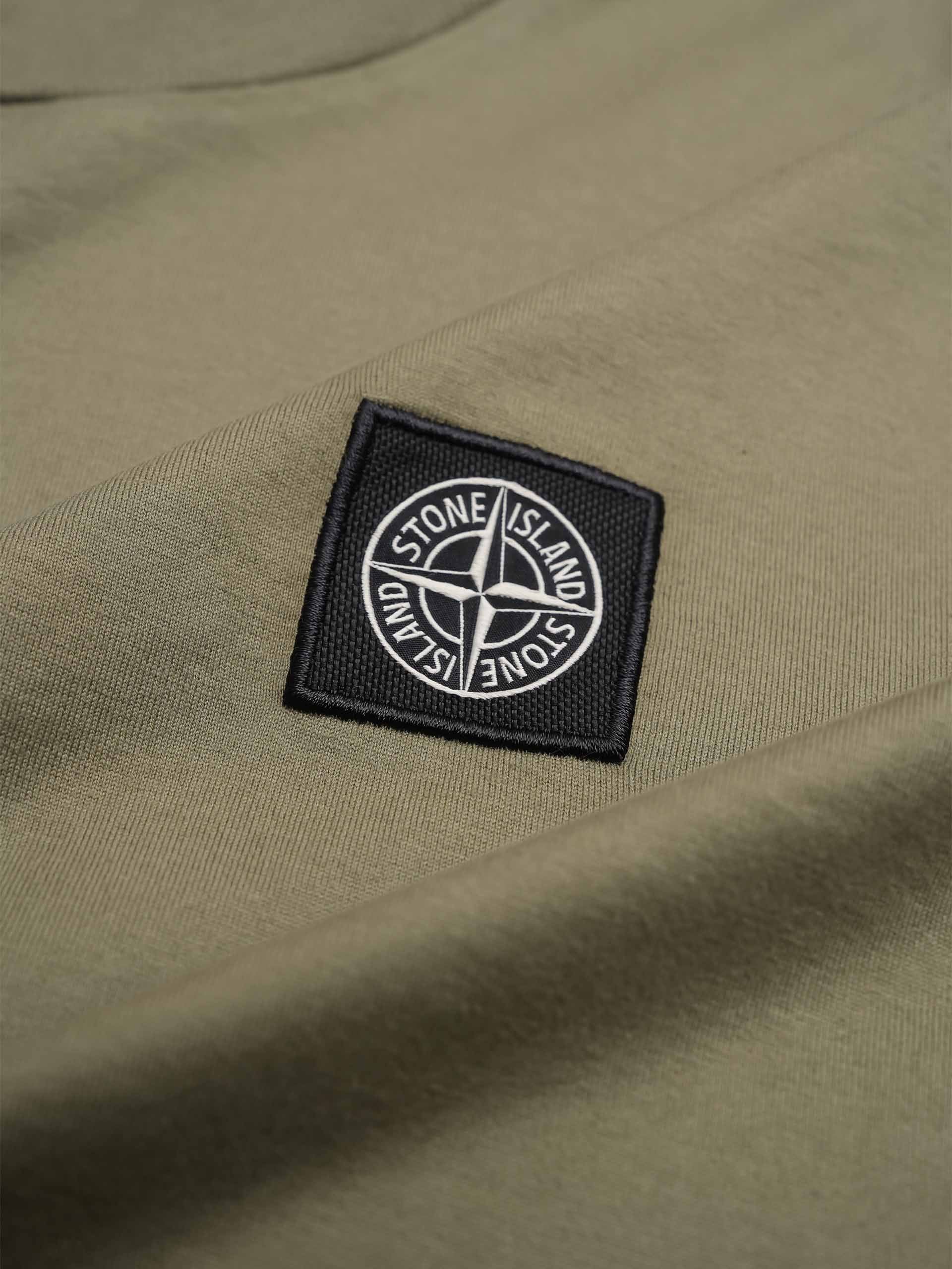STONE ISLAND - Basic-T-Shirt mit Logo-Patch für Herren in Militärgrün - Military green