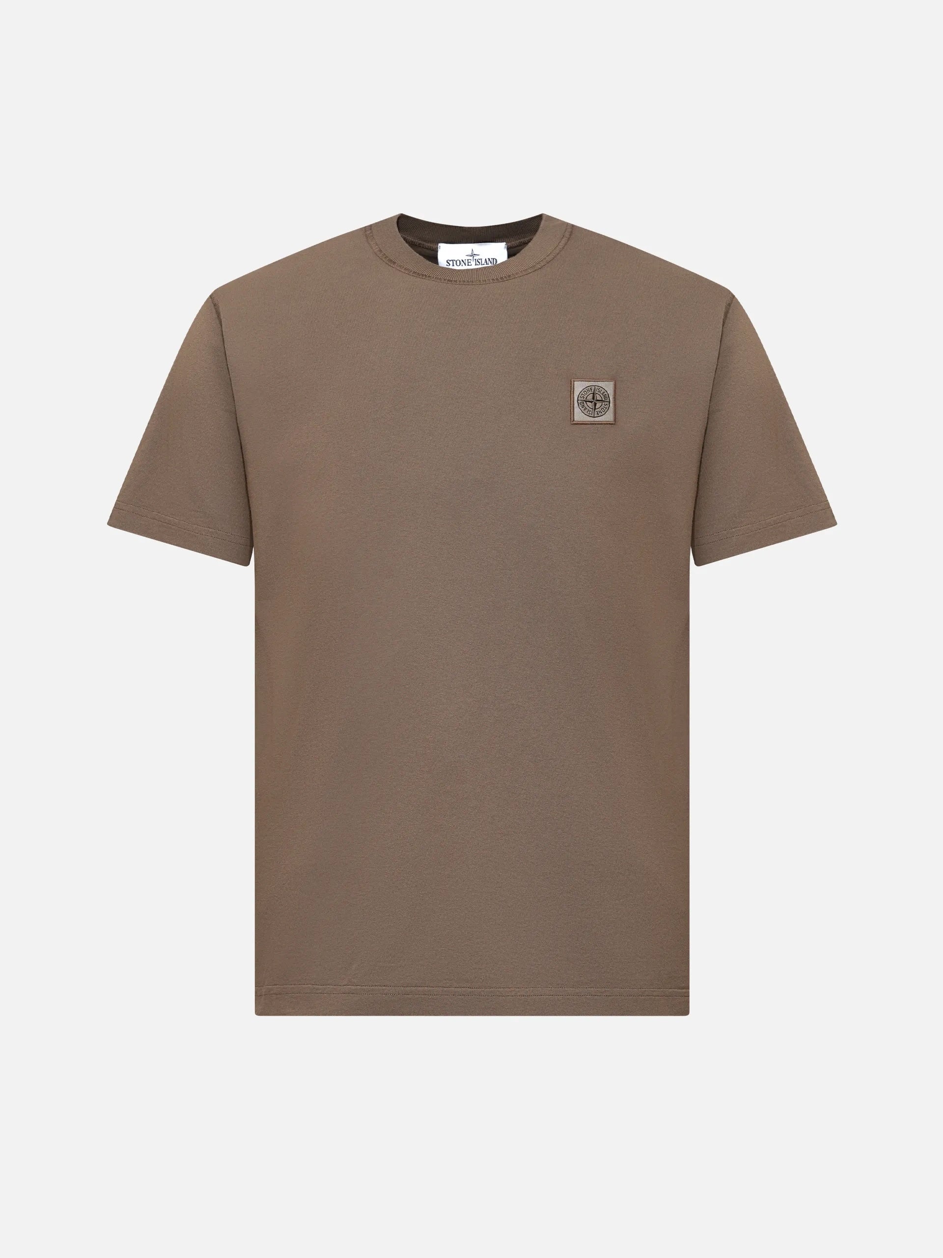 STONE ISLAND - Logo-T-Shirt mit Fissato-Effekt für Herren in Braun - Brown