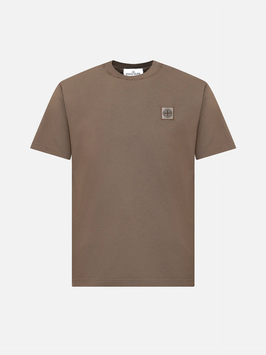 STONE ISLAND - Logo-T-Shirt mit Fissato-Effekt für Herren in Braun - Brown