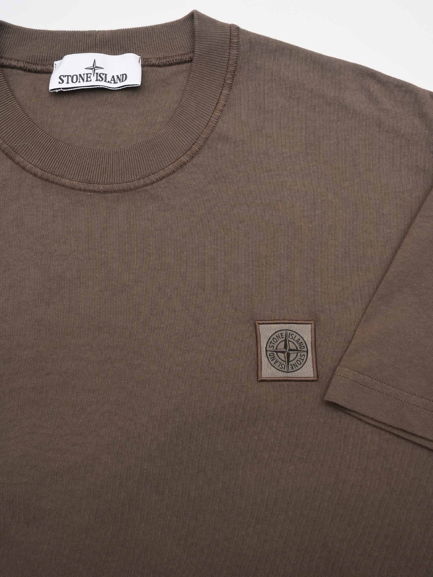 STONE ISLAND - Logo-T-Shirt mit Fissato-Effekt für Herren in Braun - Brown