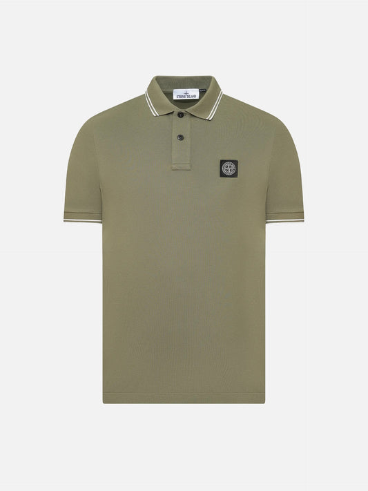STONE ISLAND - Poloshirt mit Kompass-Patch für Herren in Militärgrün - Military green