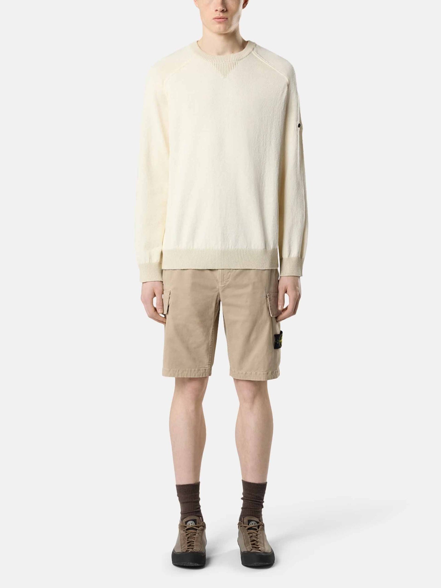 STONE ISLAND - Cargoshorts mit Logo-Patch für Herren in Sand Beige