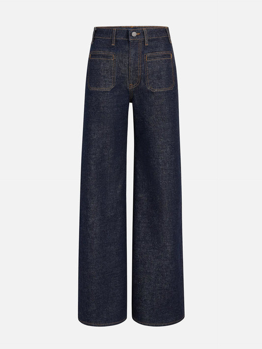 KHAITE - High-Waist Wide-Leg Jeans Delmonico für Damen Dunkelblau Rinse - Benson