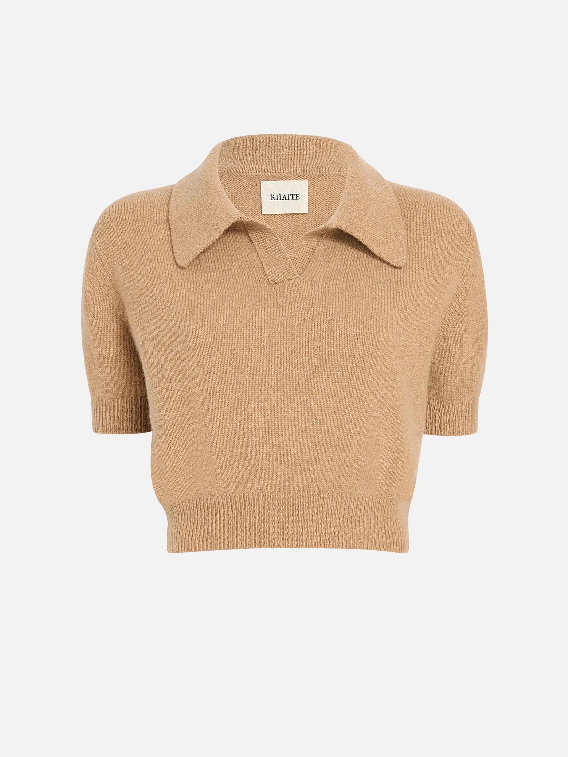 KHAITE - Polo-Pullover Leni aus Kaschmir-Mix für Damen Camel Beige