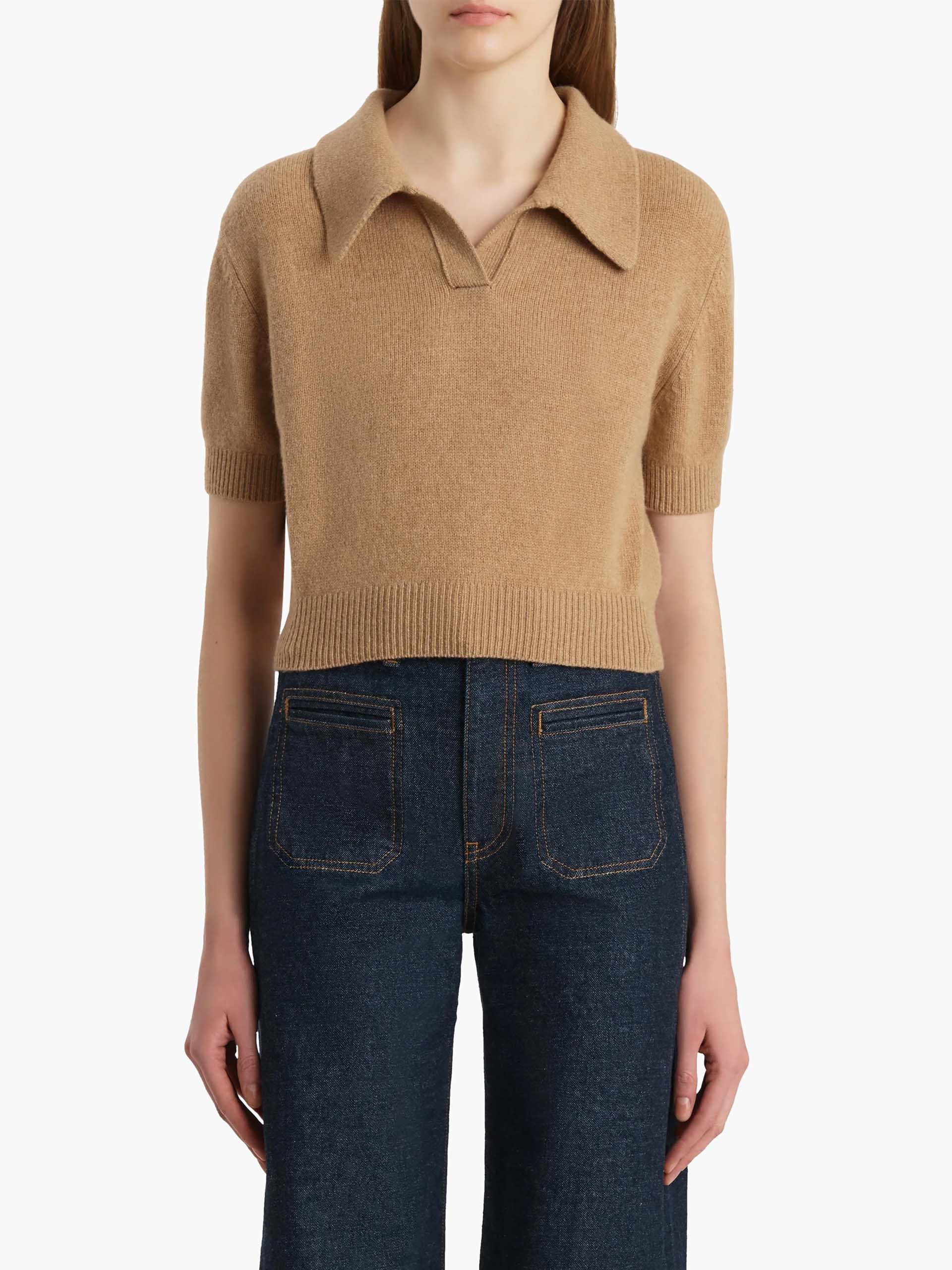 KHAITE - Polo-Pullover Leni aus Kaschmir-Mix für Damen Camel Beige