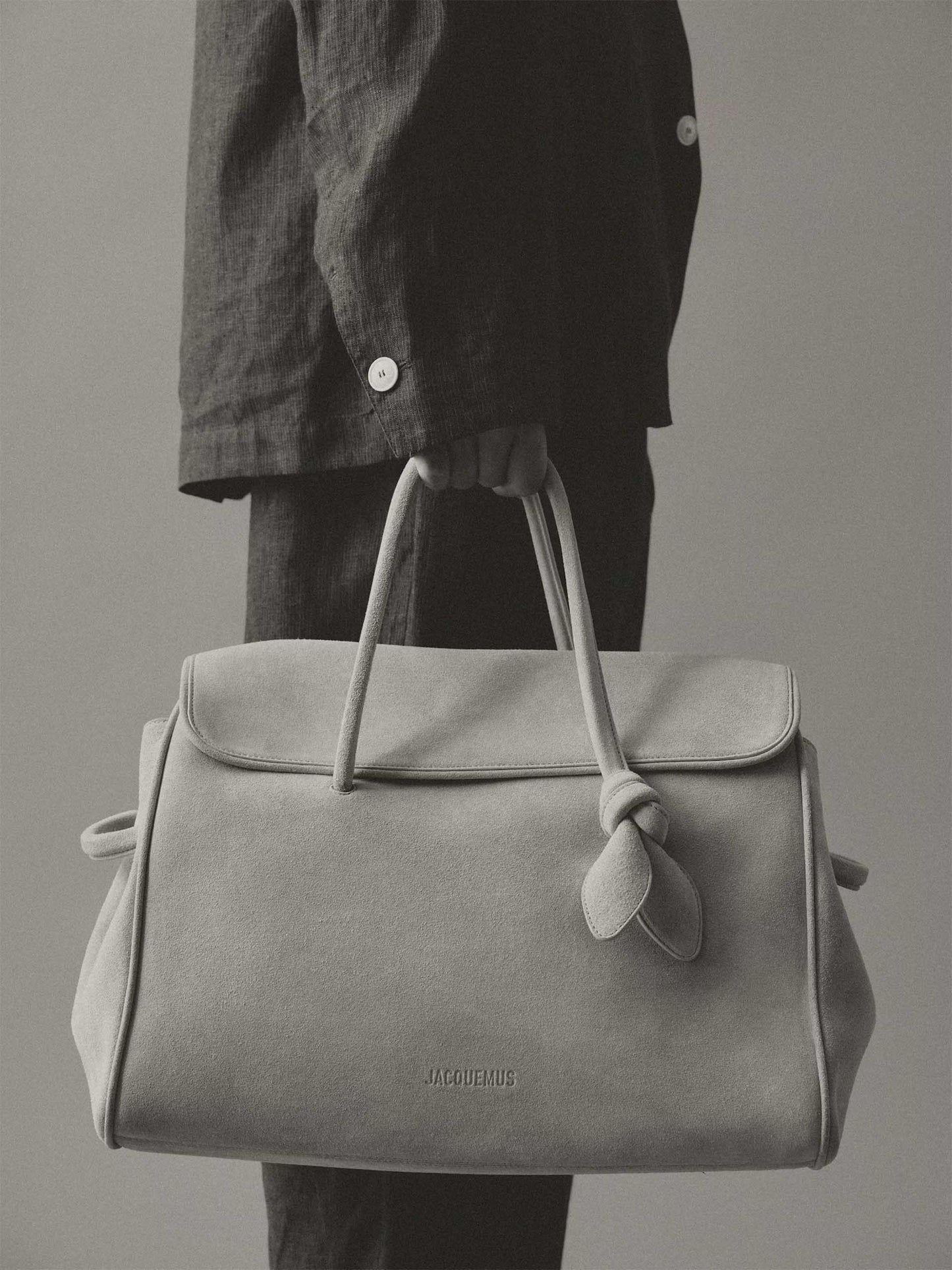 JACQUEMUS - Tote Bag Turismo Flap aus Veloursleder Beige Suede