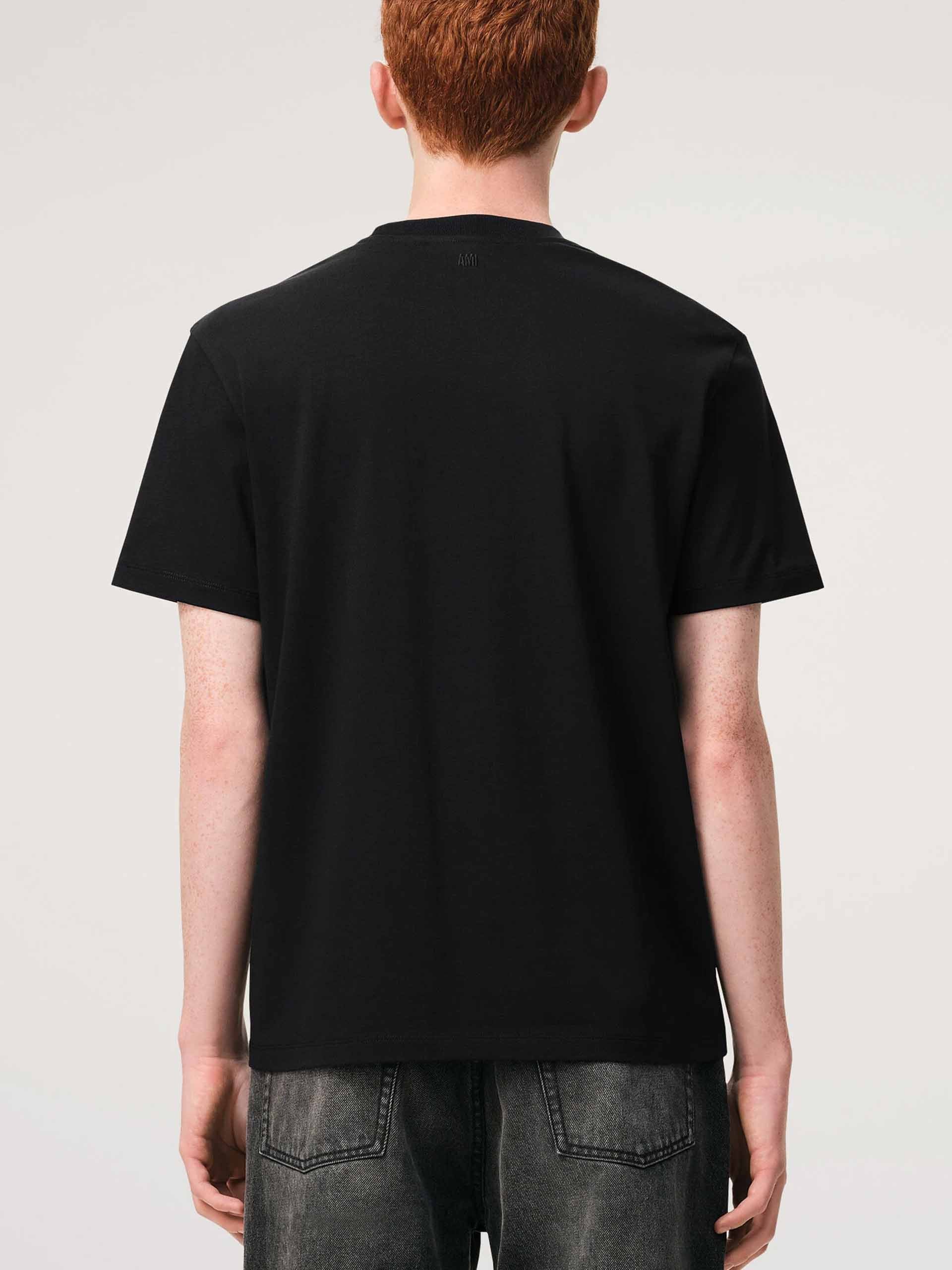 AMI PARIS - Basic T-Shirt mit rotem Ami De Coeur Logo Schwarz - Black