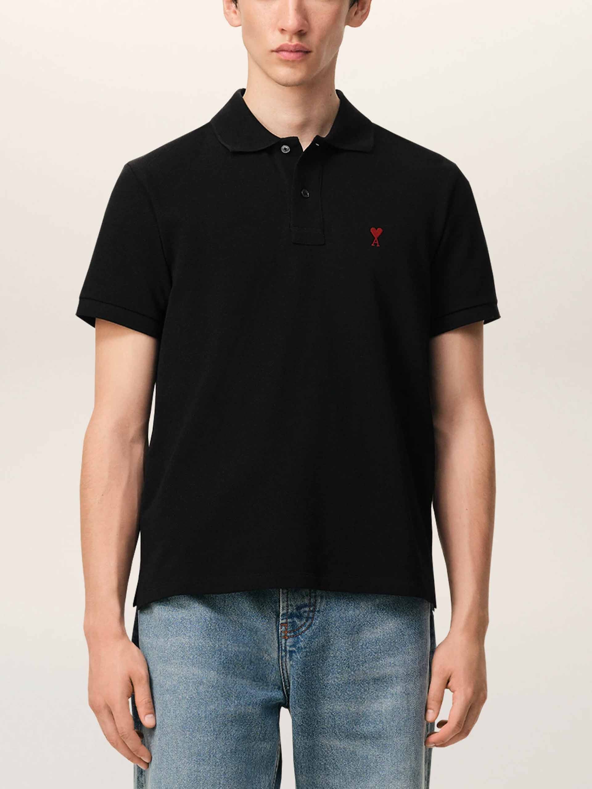 AMI PARIS - Poloshirt Ami De Coeur für Herren Schwarz - Black