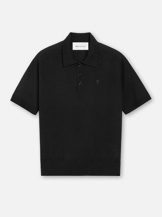 AMI PARIS - Strickpolo Ami De Coeur für Herren Schwarz - Black